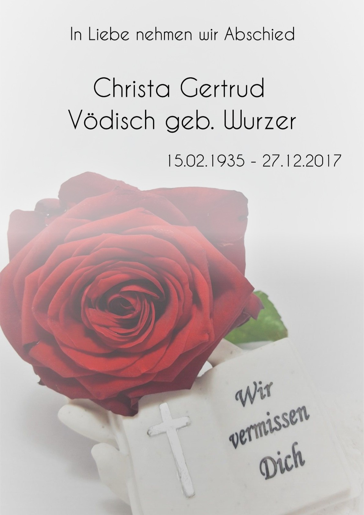 Traueranzeige von Christa Gertrud Vödisch