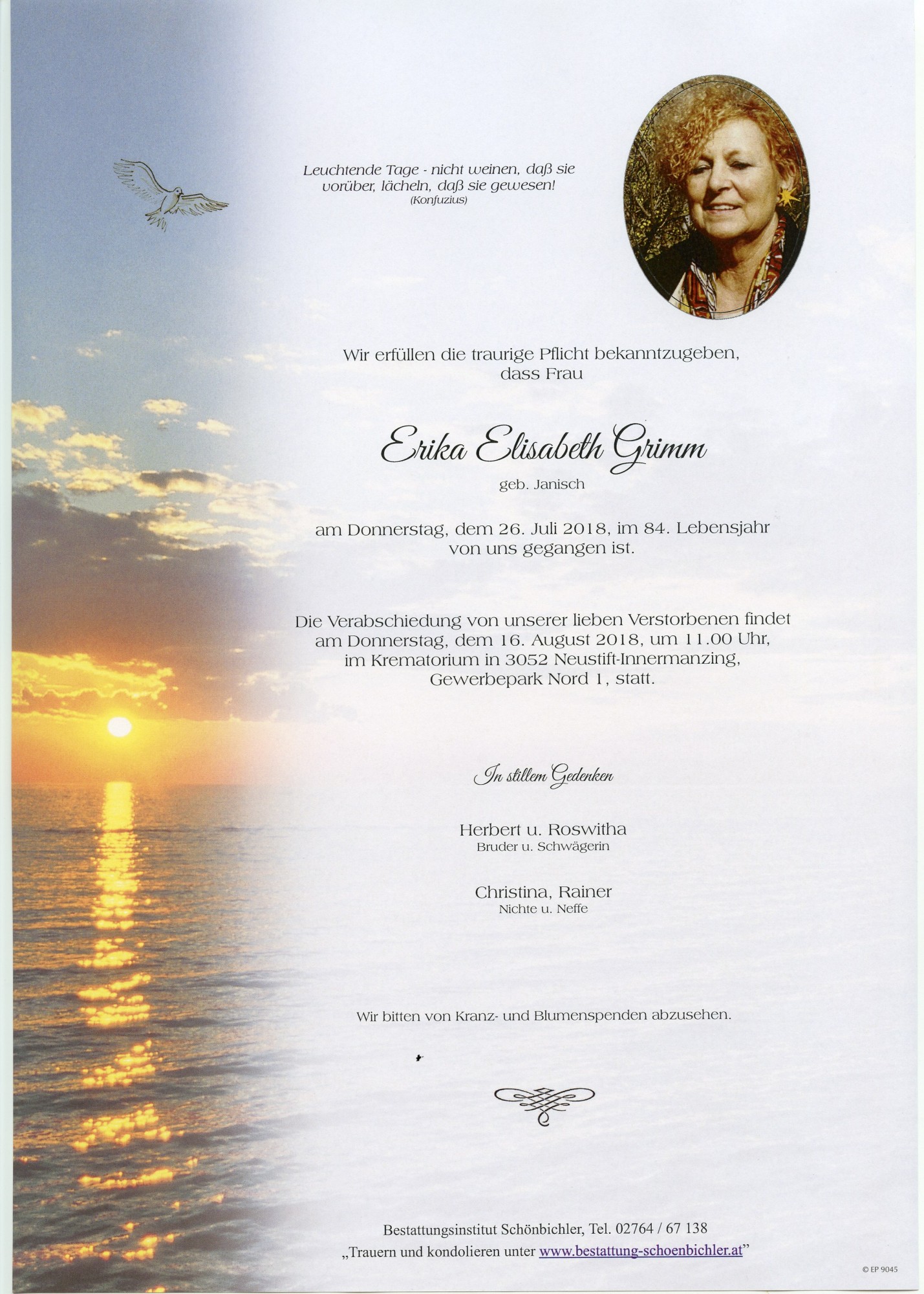 Traueranzeige von Erika Elisabeth Grimm