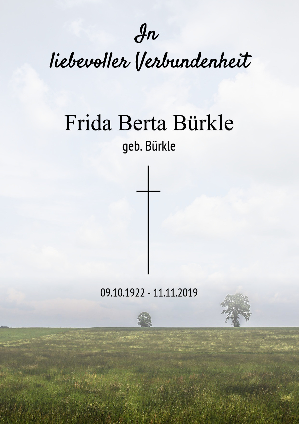 Traueranzeige von Frida Berta Bürkle