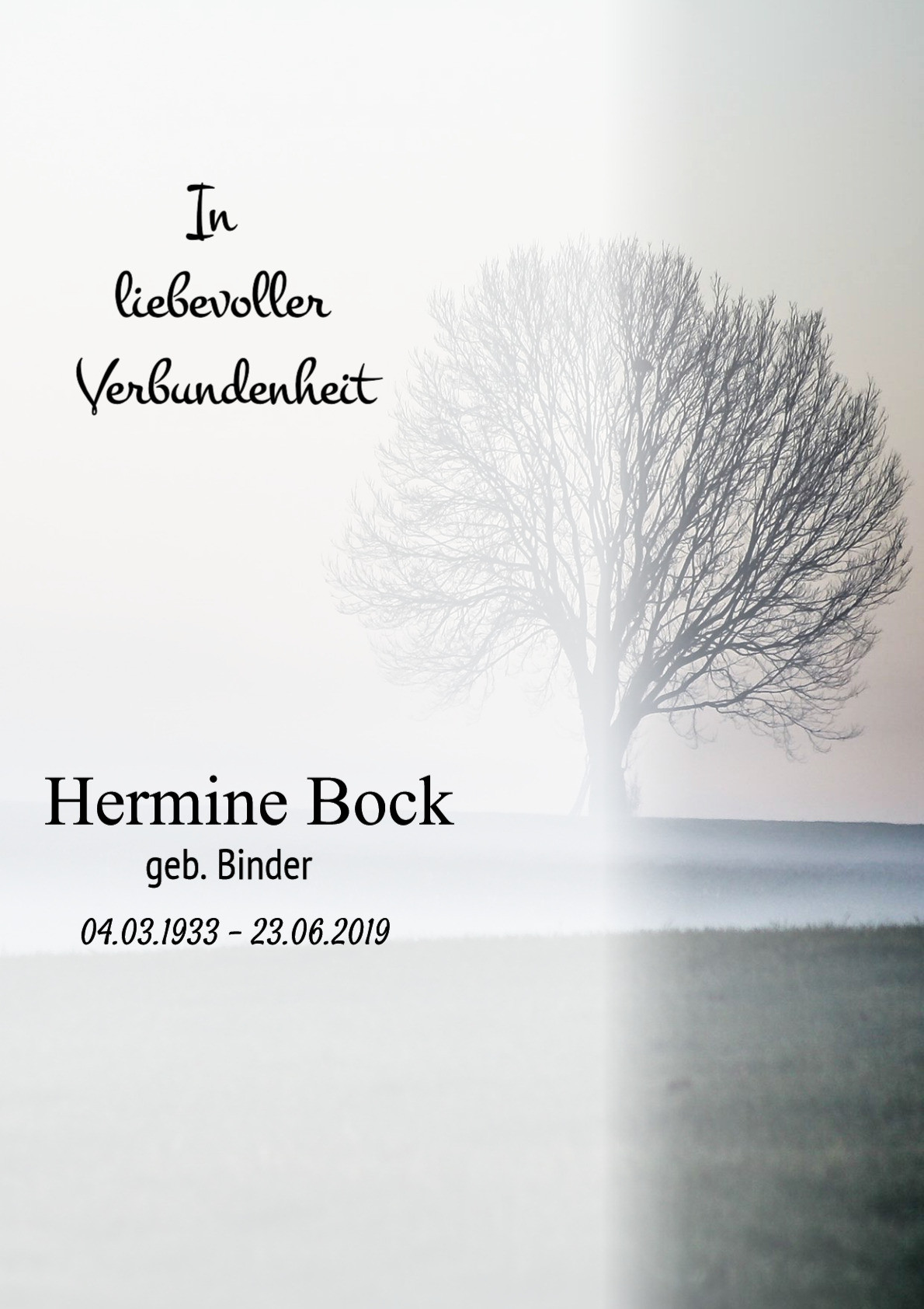 Traueranzeige von Hermine Bock