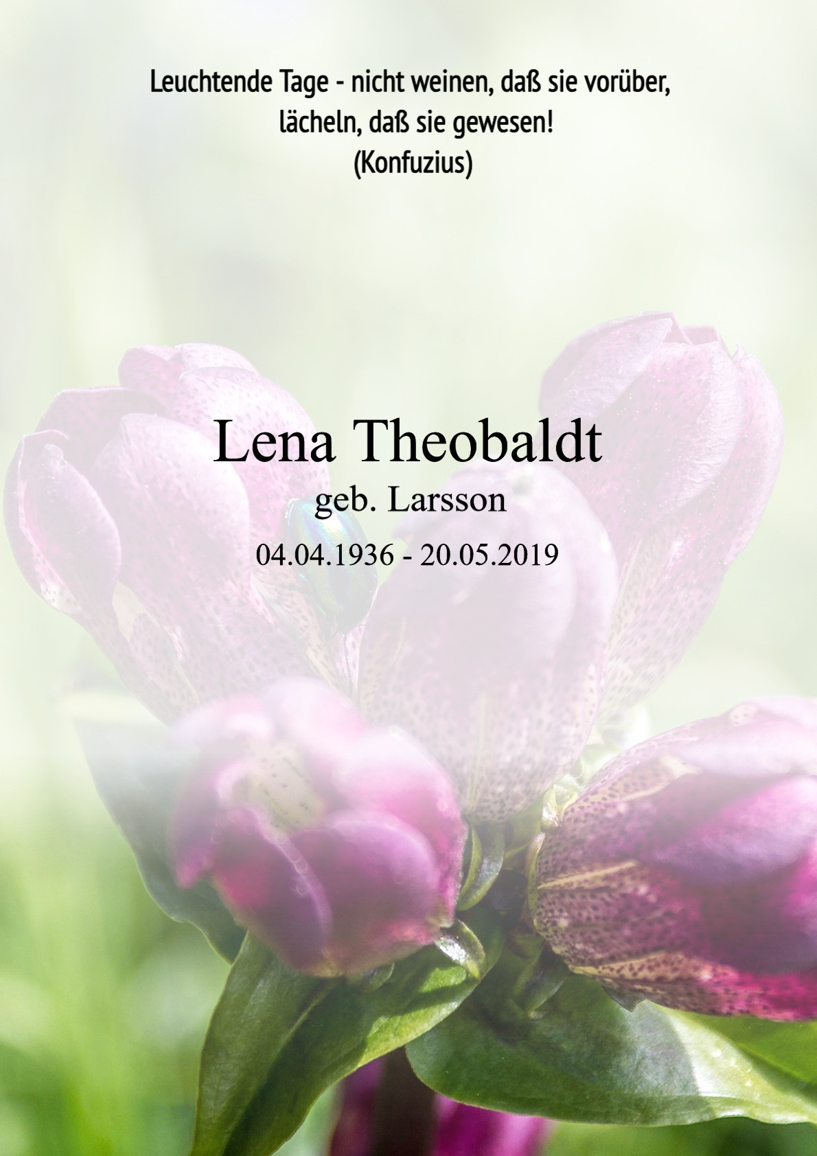 Traueranzeige von Lena Theobaldt