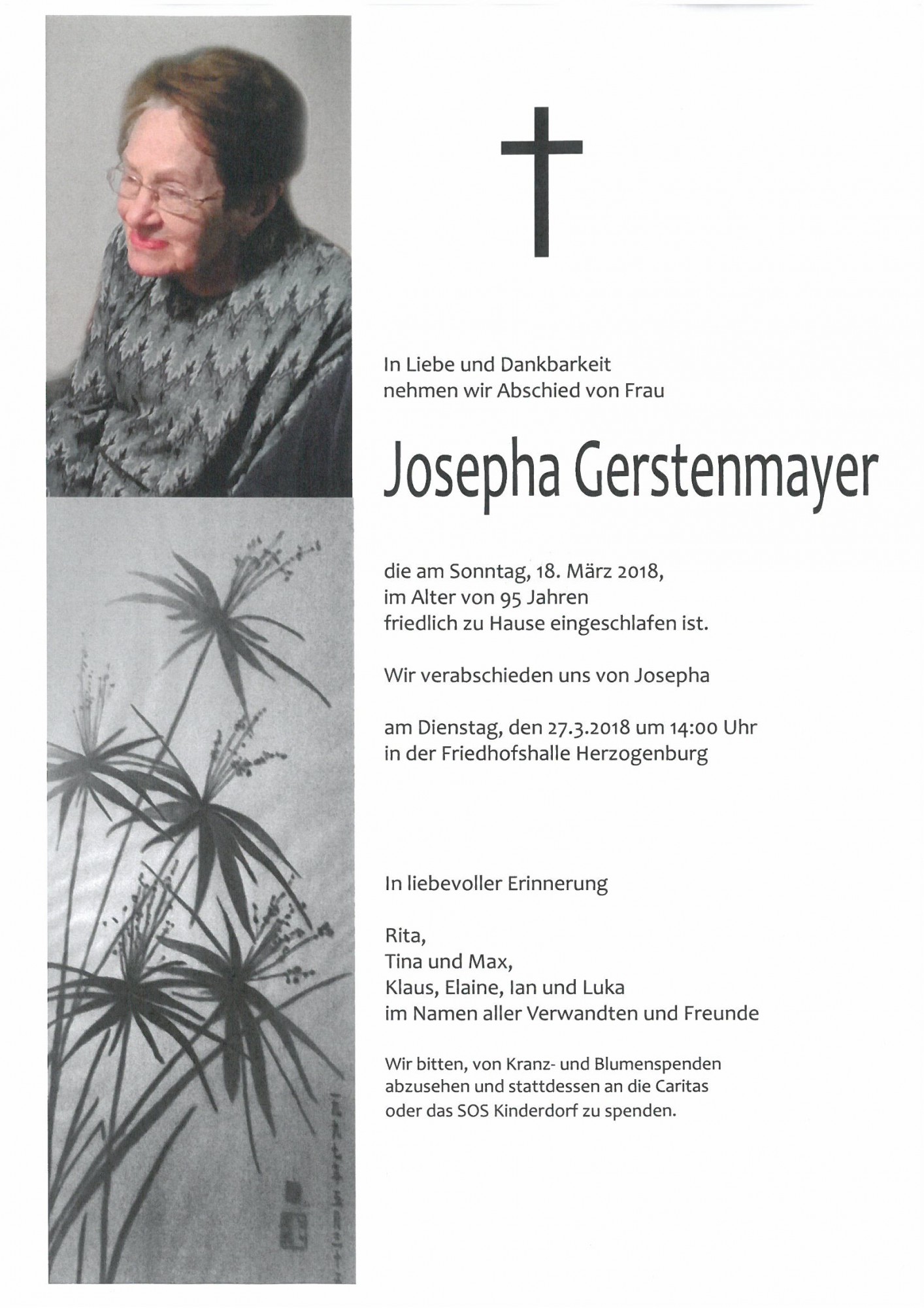 Traueranzeige von Josepha Gerstenmayer