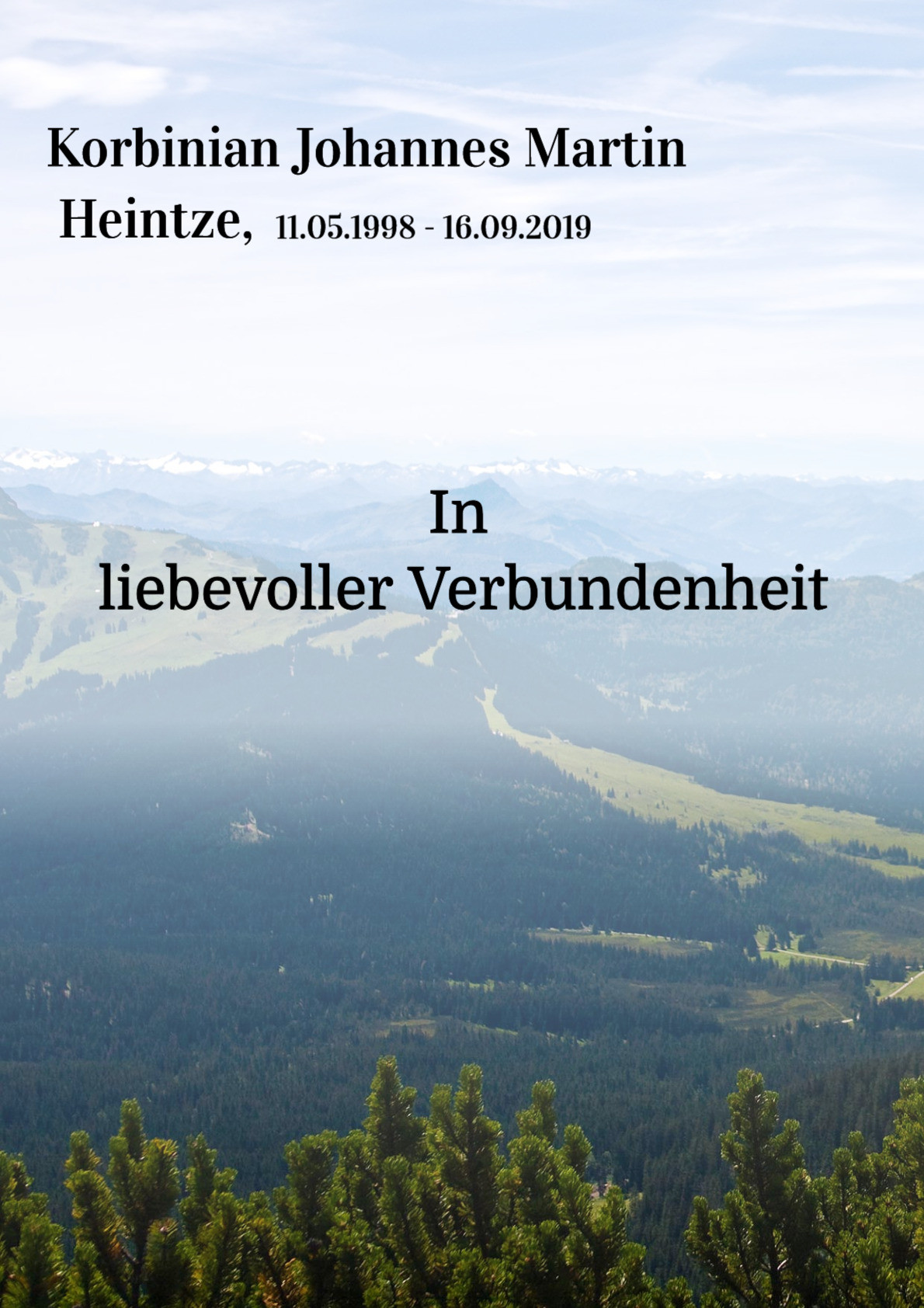 Traueranzeige von Korbinian Johannes Martin Heintze