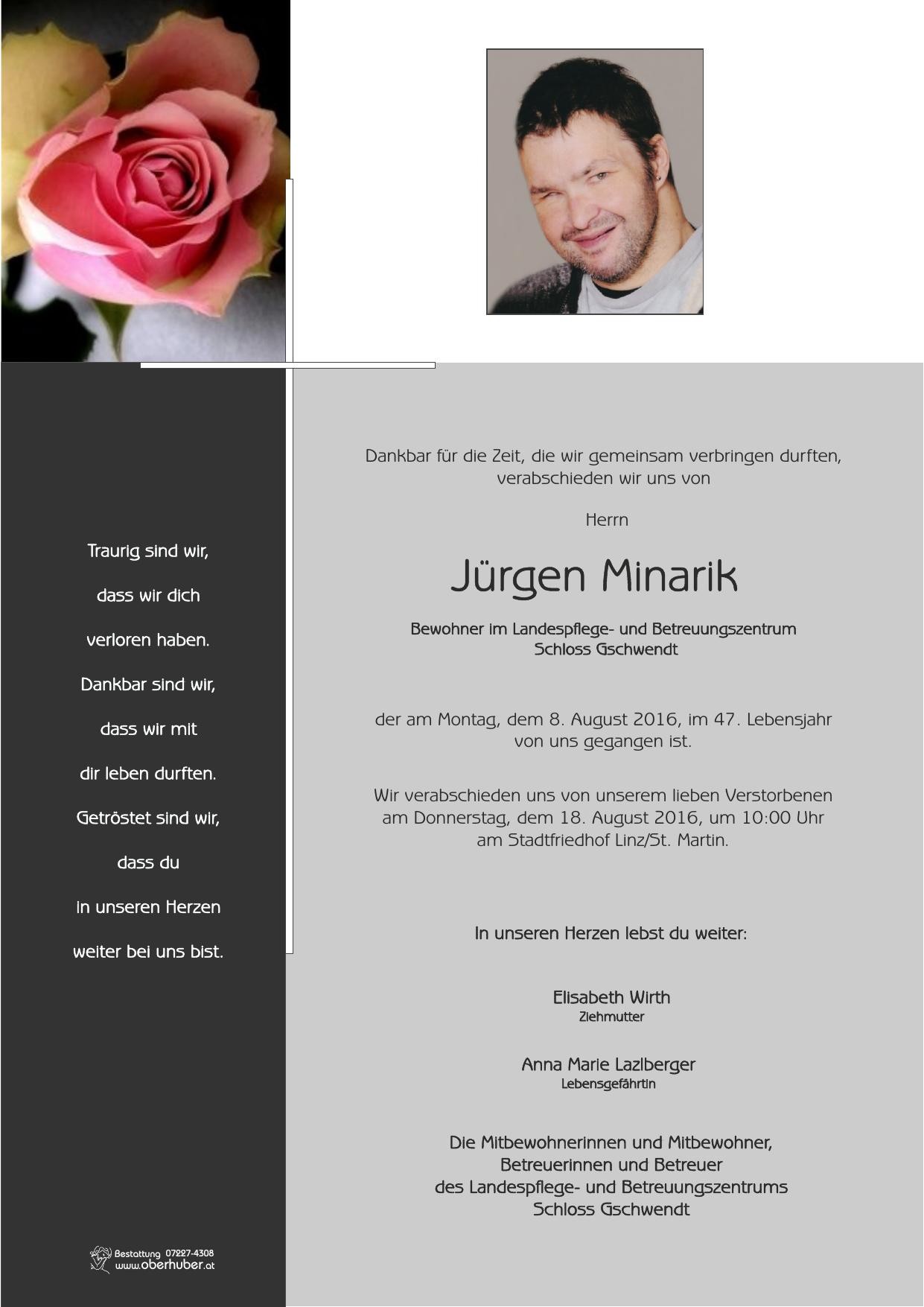 Traueranzeige von Jürgen Minarik