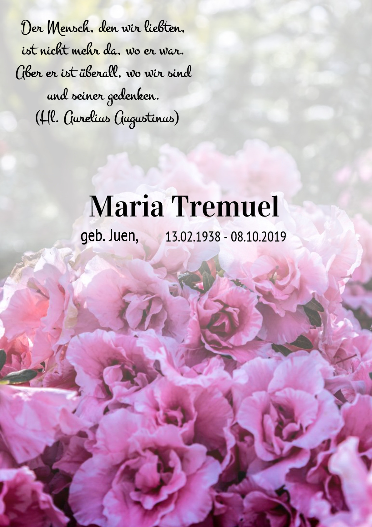 Traueranzeige von Maria Tremuel