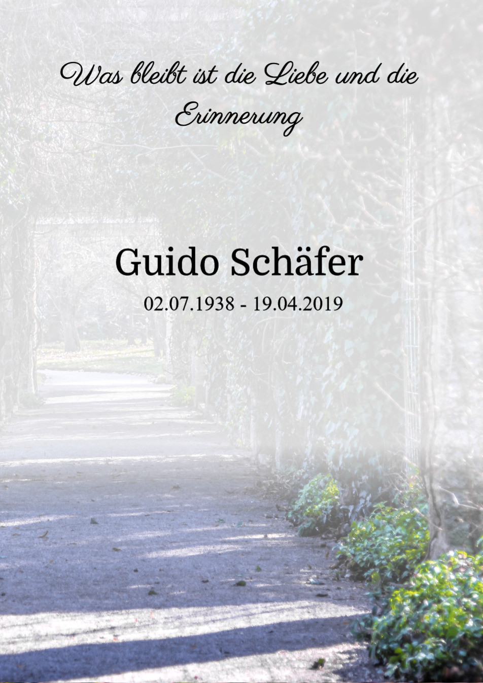 Traueranzeige von Guido Schäfer