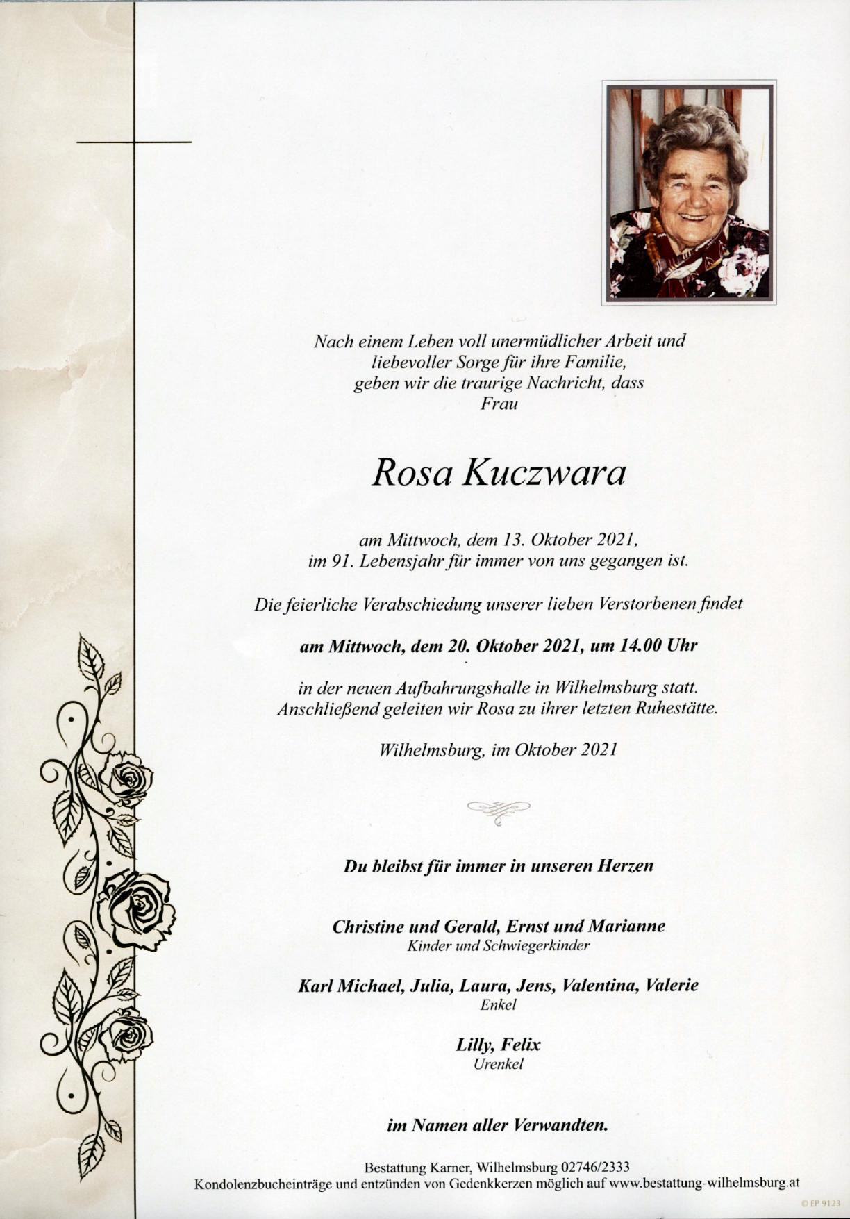 Traueranzeige von Rosa Kuczwara