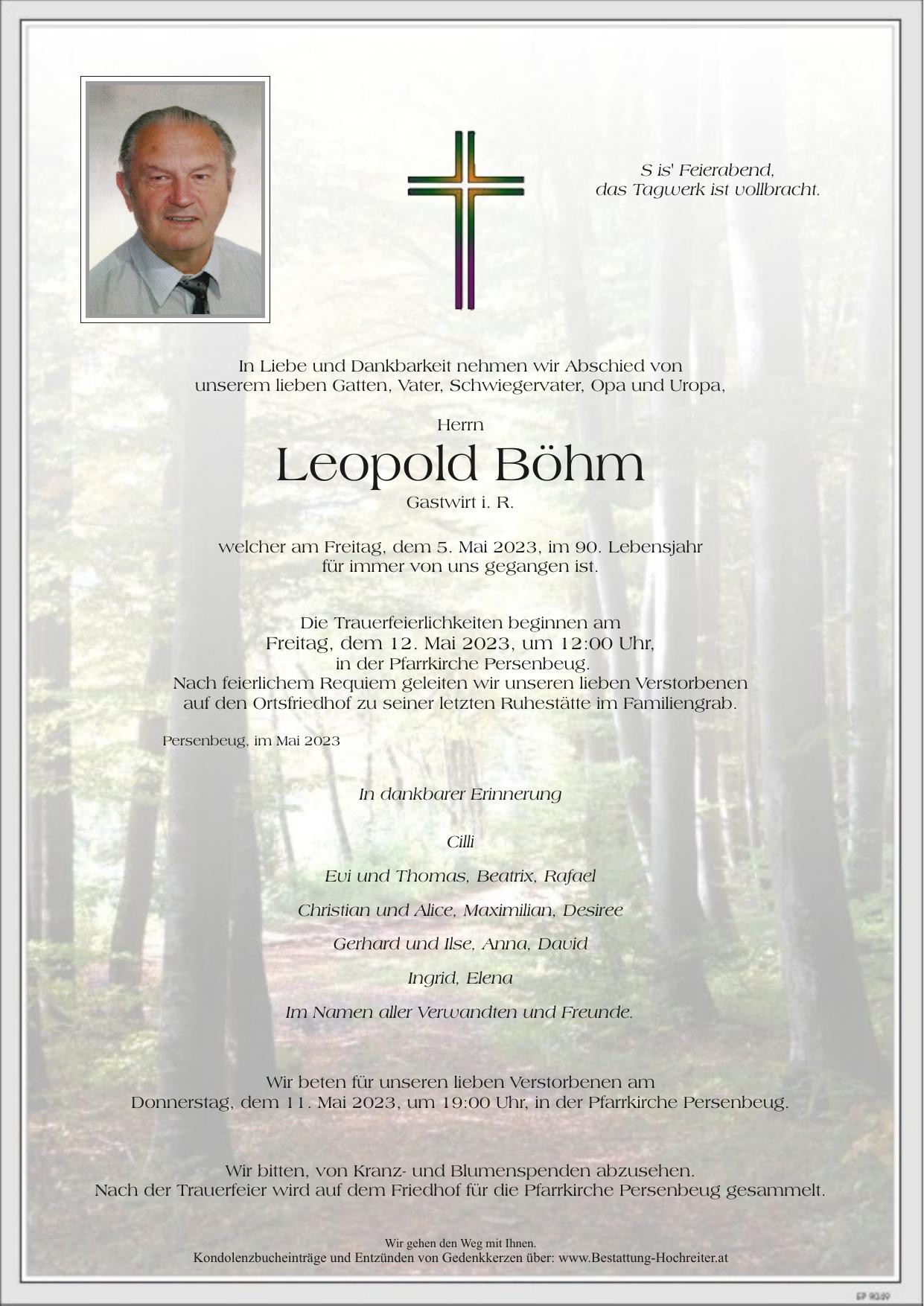 Traueranzeige von Leopold Böhm