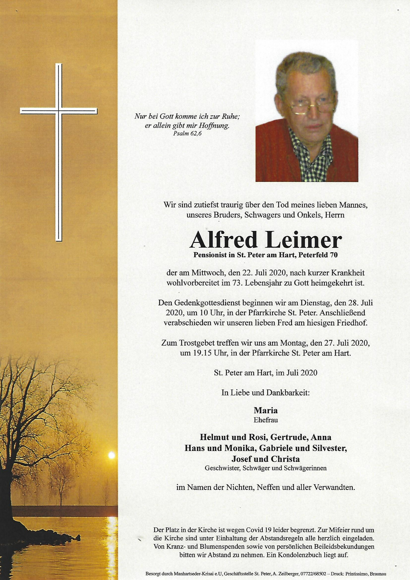 Traueranzeige von Alfred Leimer