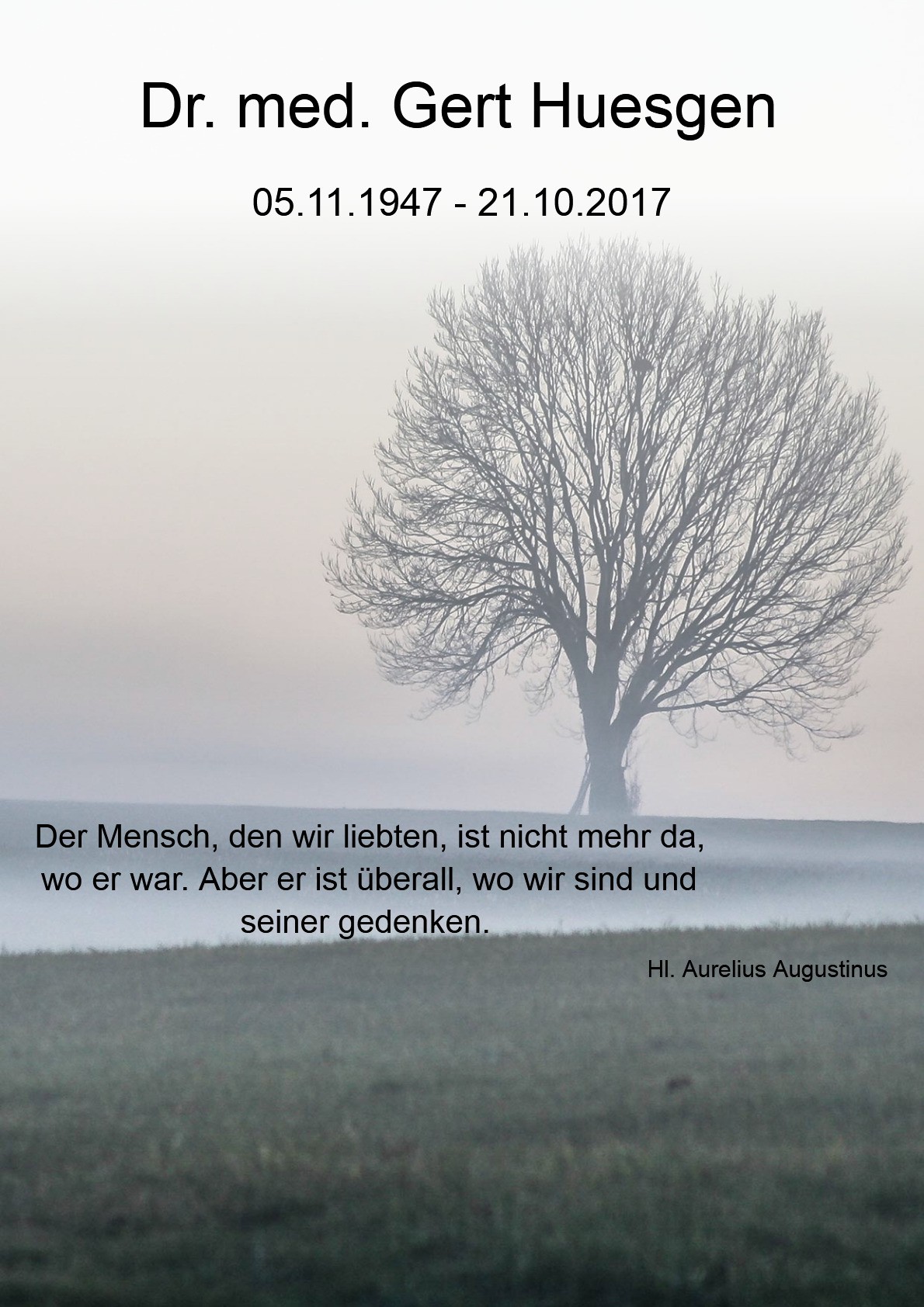 Traueranzeige von Dr. med. Gert Huesgen