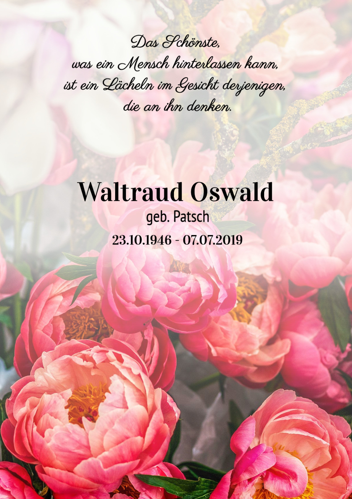 Traueranzeige von Waltraud Oswald