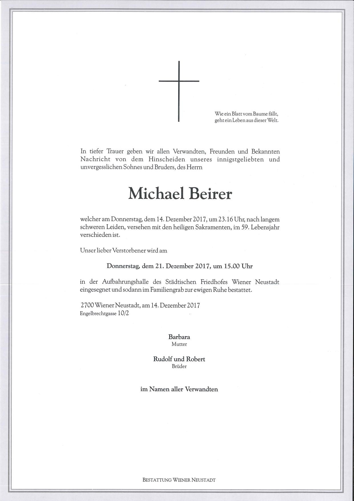 Traueranzeige von Michael Beirer