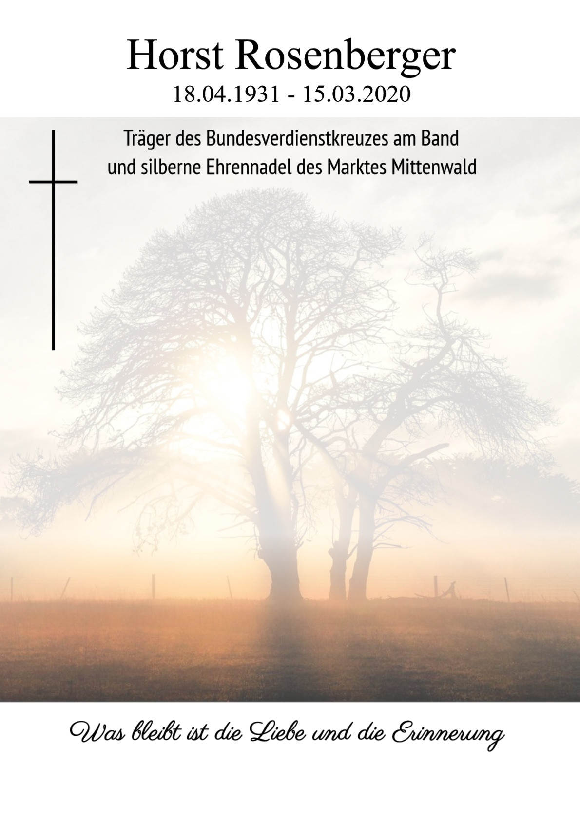 Traueranzeige von Horst Rosenberger