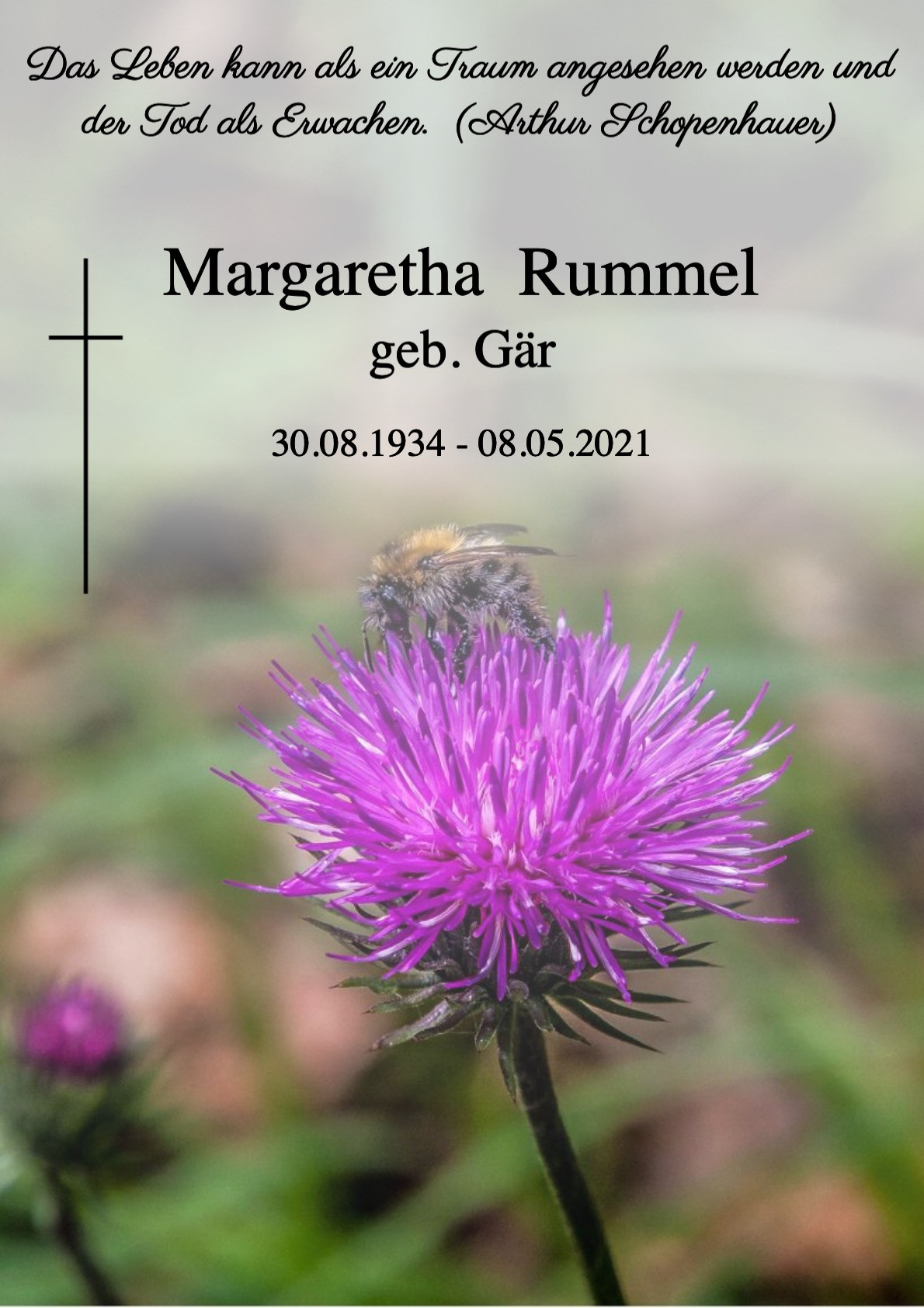 Traueranzeige von Margaretha Rummel