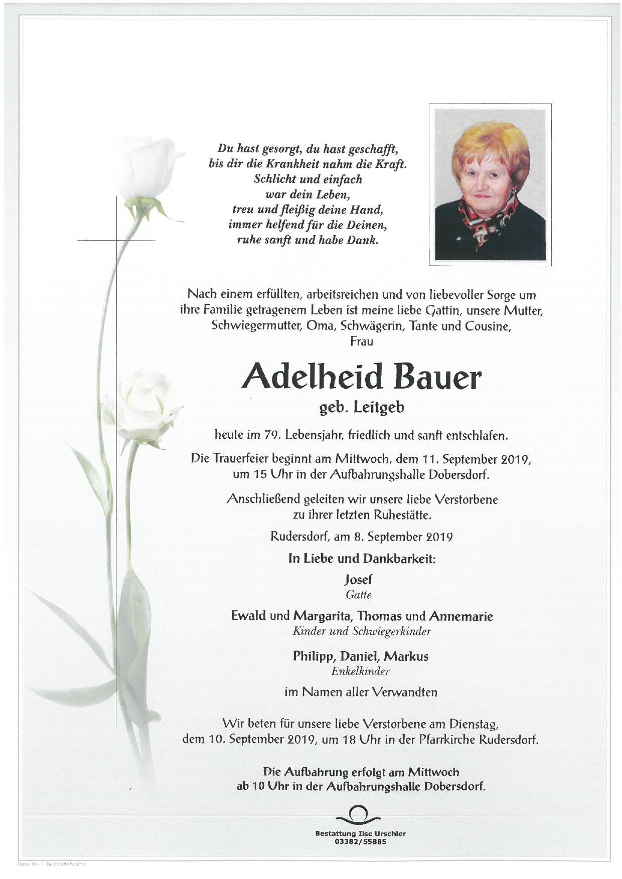Traueranzeige von Adelheid Bauer