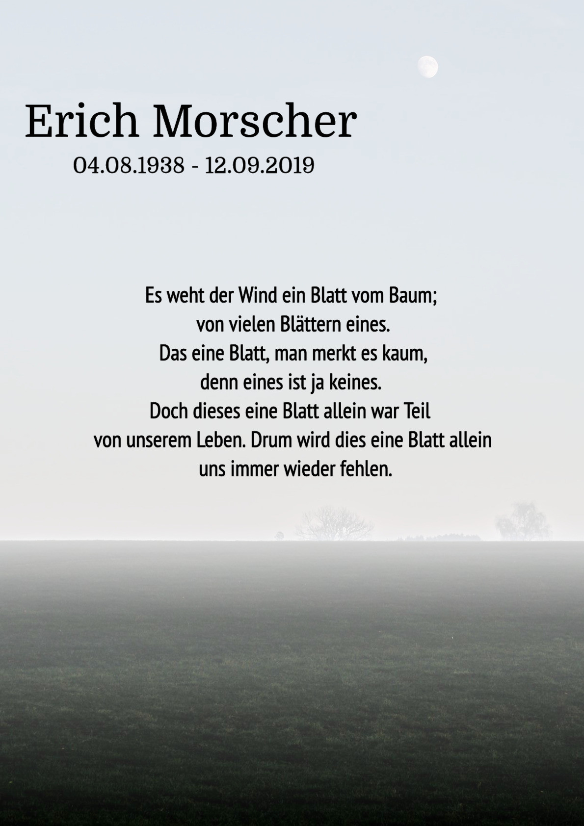 Traueranzeige von Erich Morscher