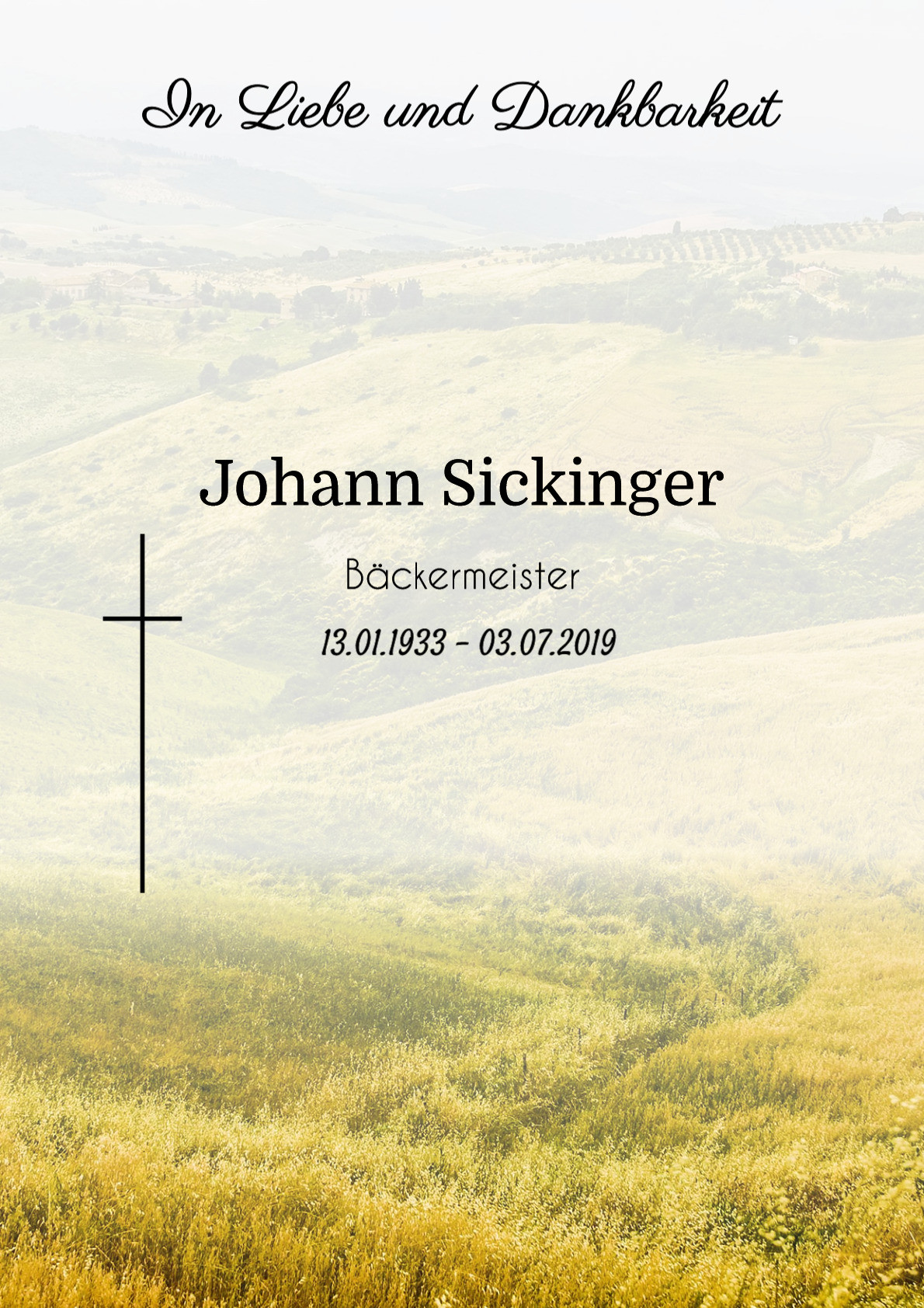 Traueranzeige von Johann Sickinger