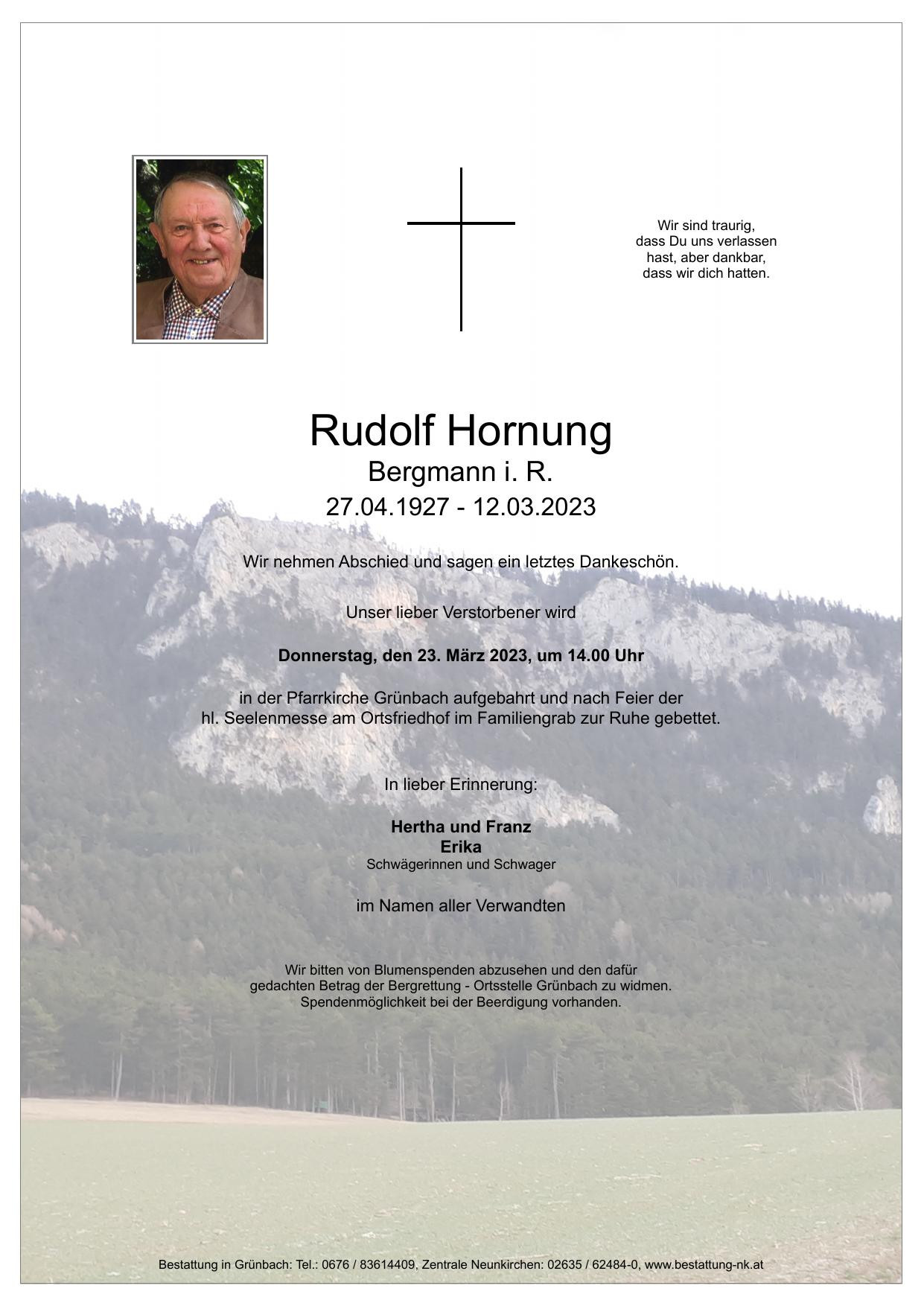 Traueranzeige von Rudolf Hornung