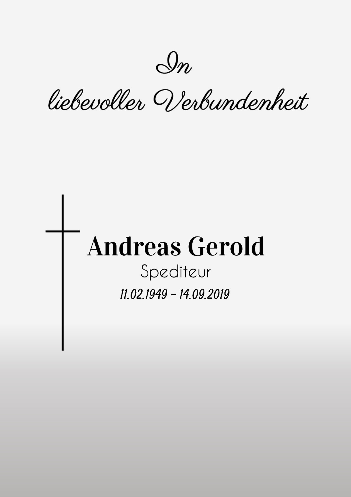 Traueranzeige von Andreas Gerold