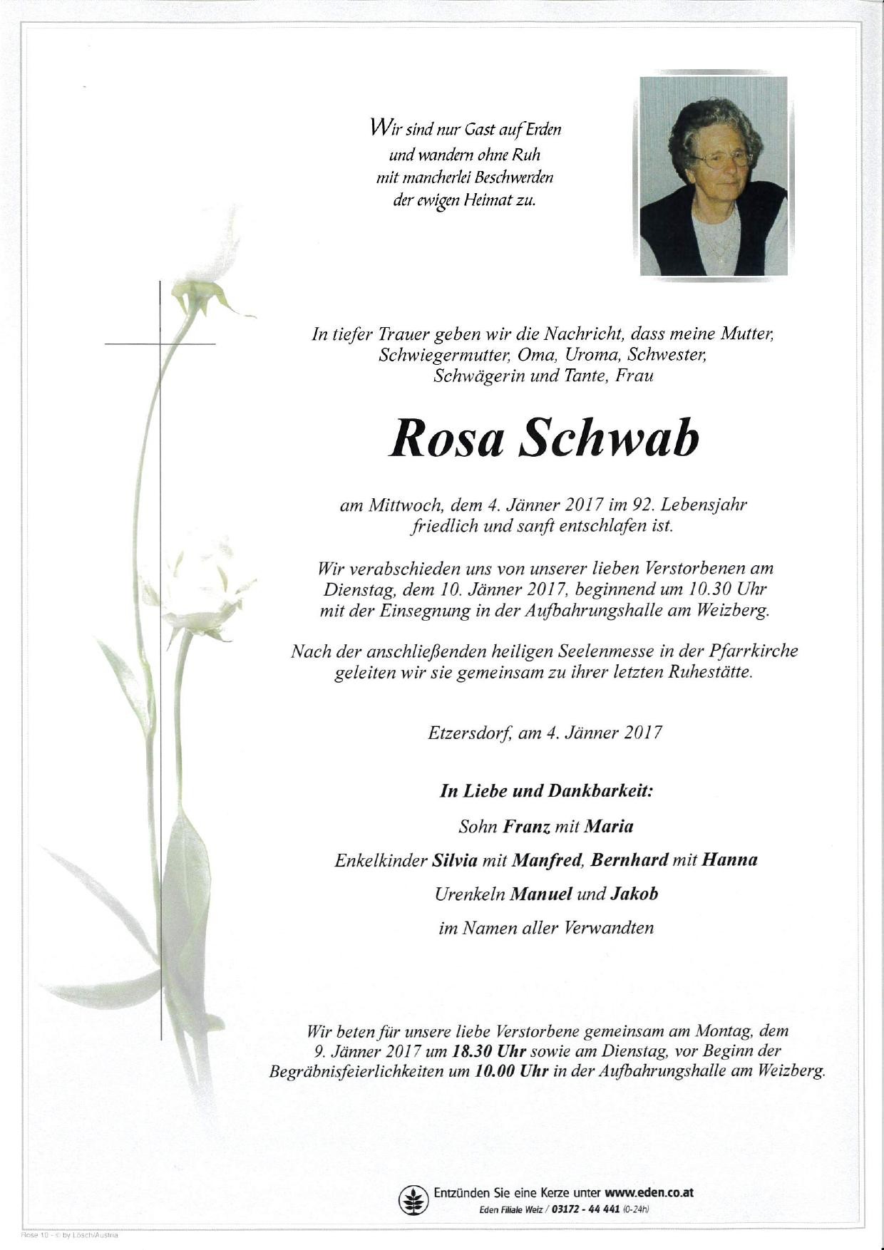 Traueranzeige von Rosa Schwab