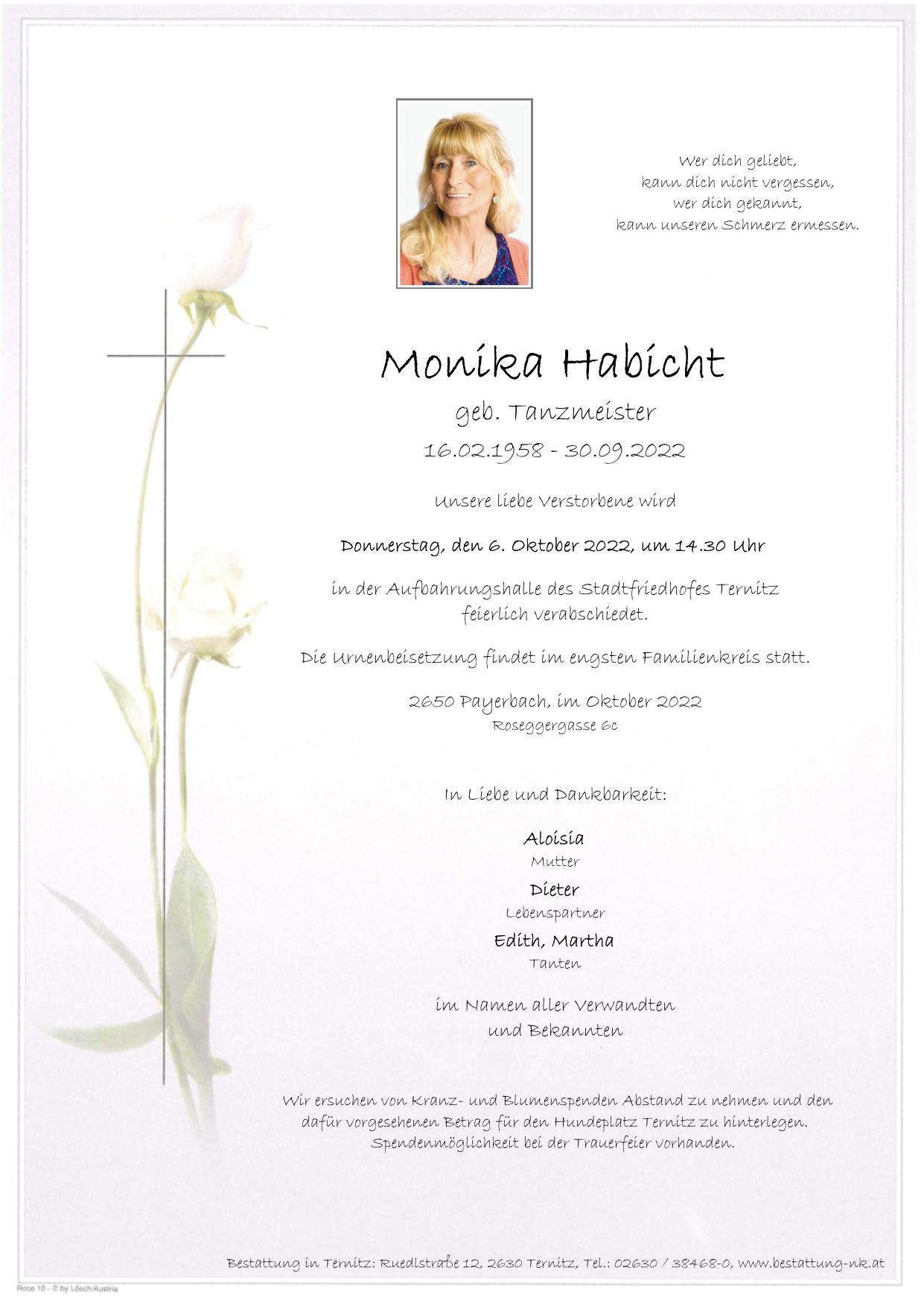 Traueranzeige von Monika Habicht
