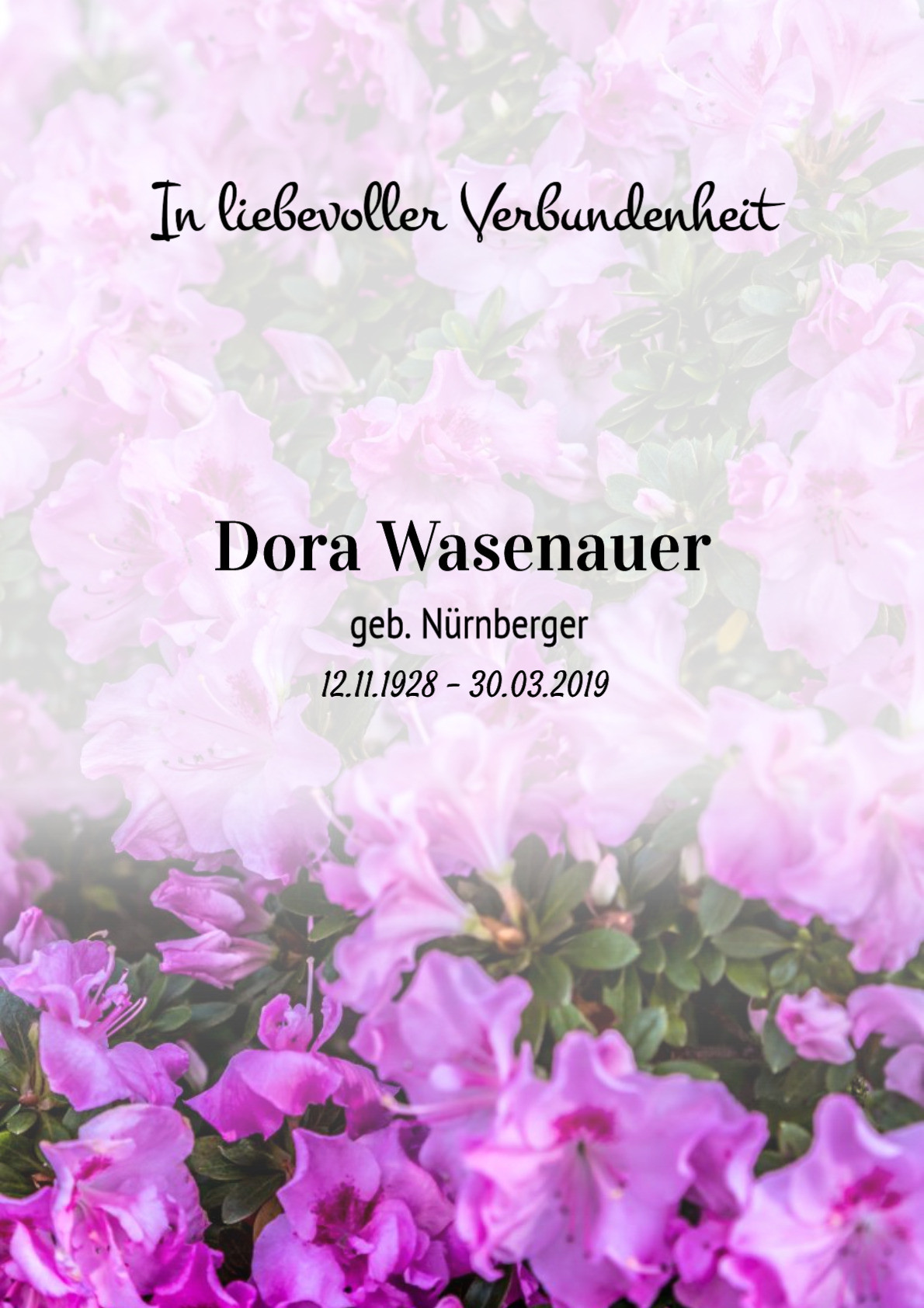 Traueranzeige von Dora Wasenauer