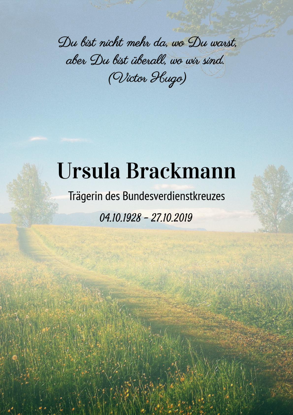 Traueranzeige von Ursula Brackmann