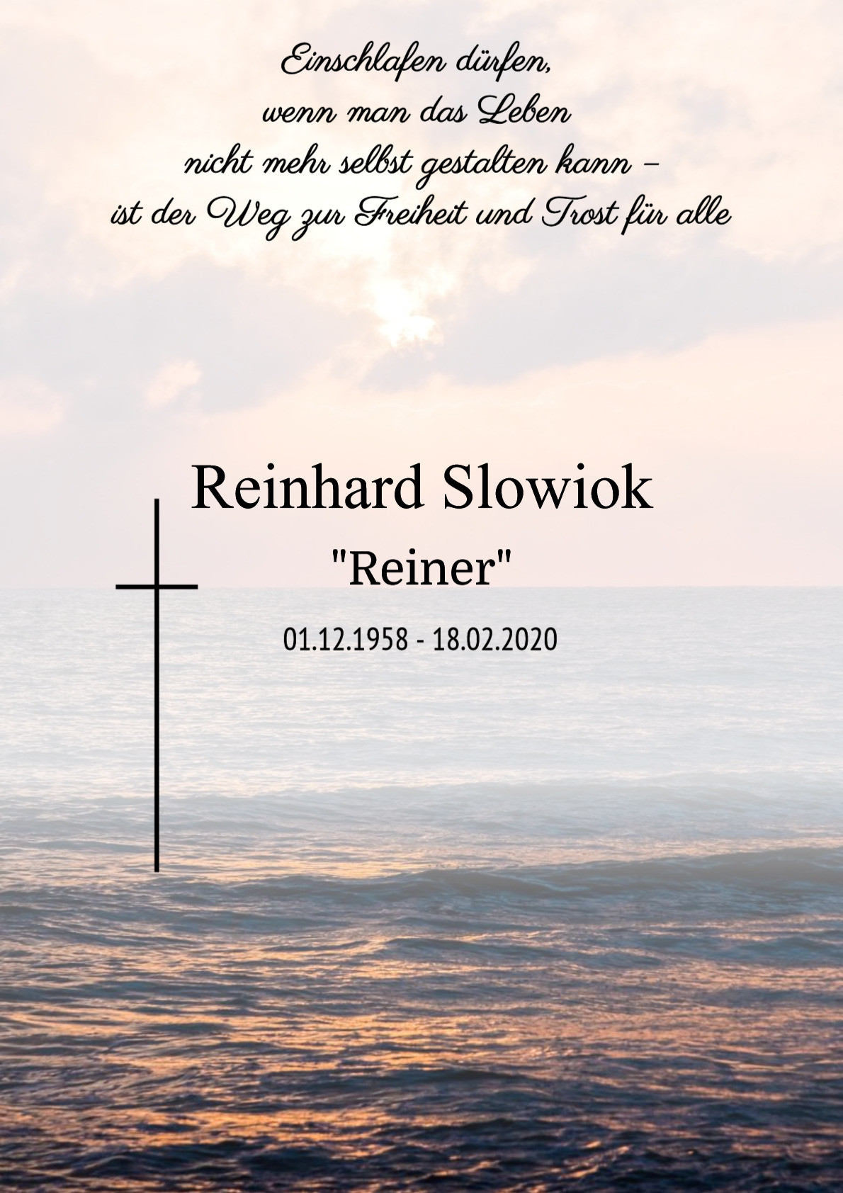 Traueranzeige von Reinhard Slowiok