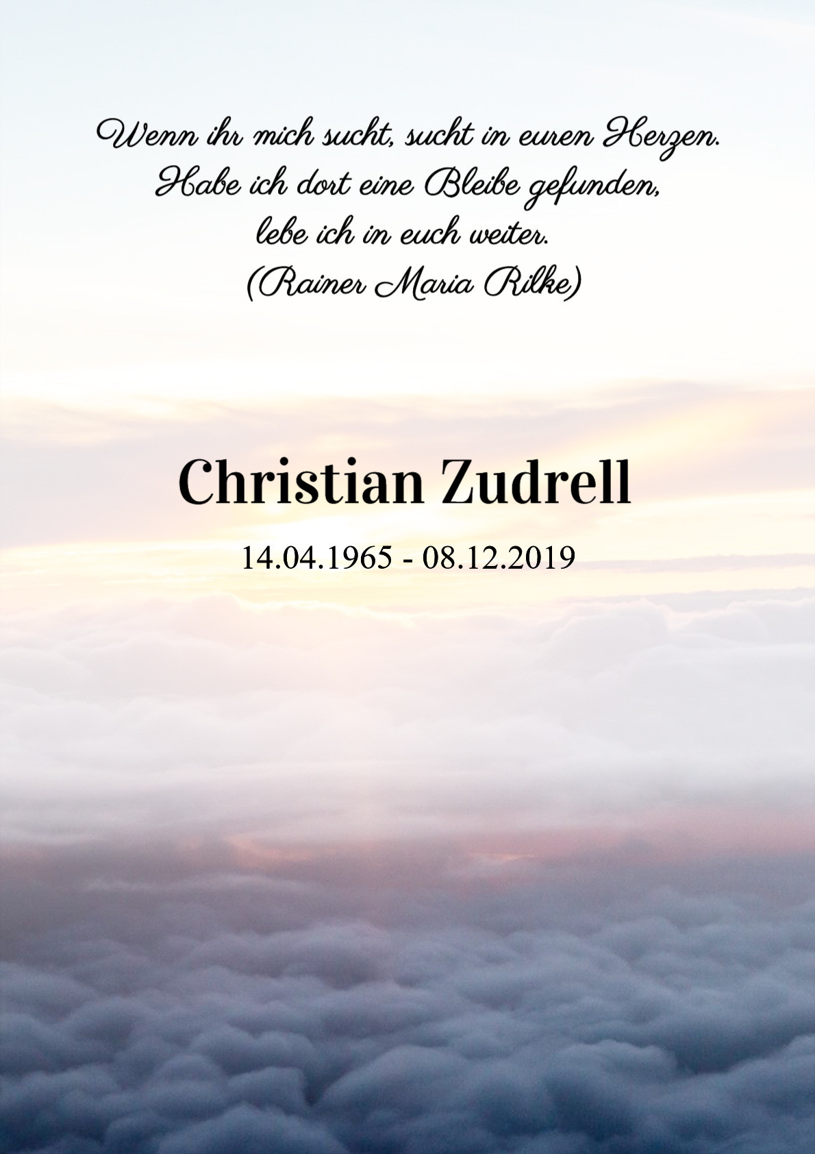 Traueranzeige von Christian Zudrell