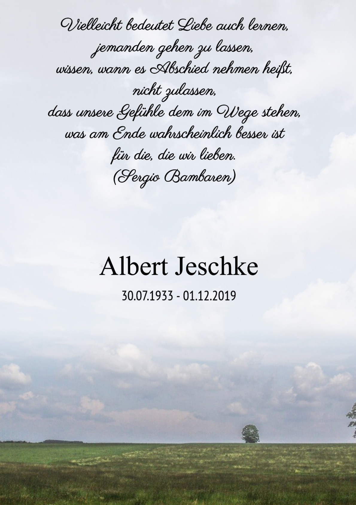 Traueranzeige von Albert Jeschke