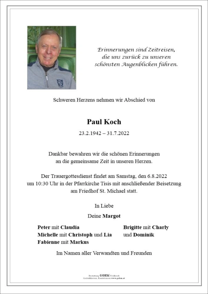 Traueranzeige von Paul Koch