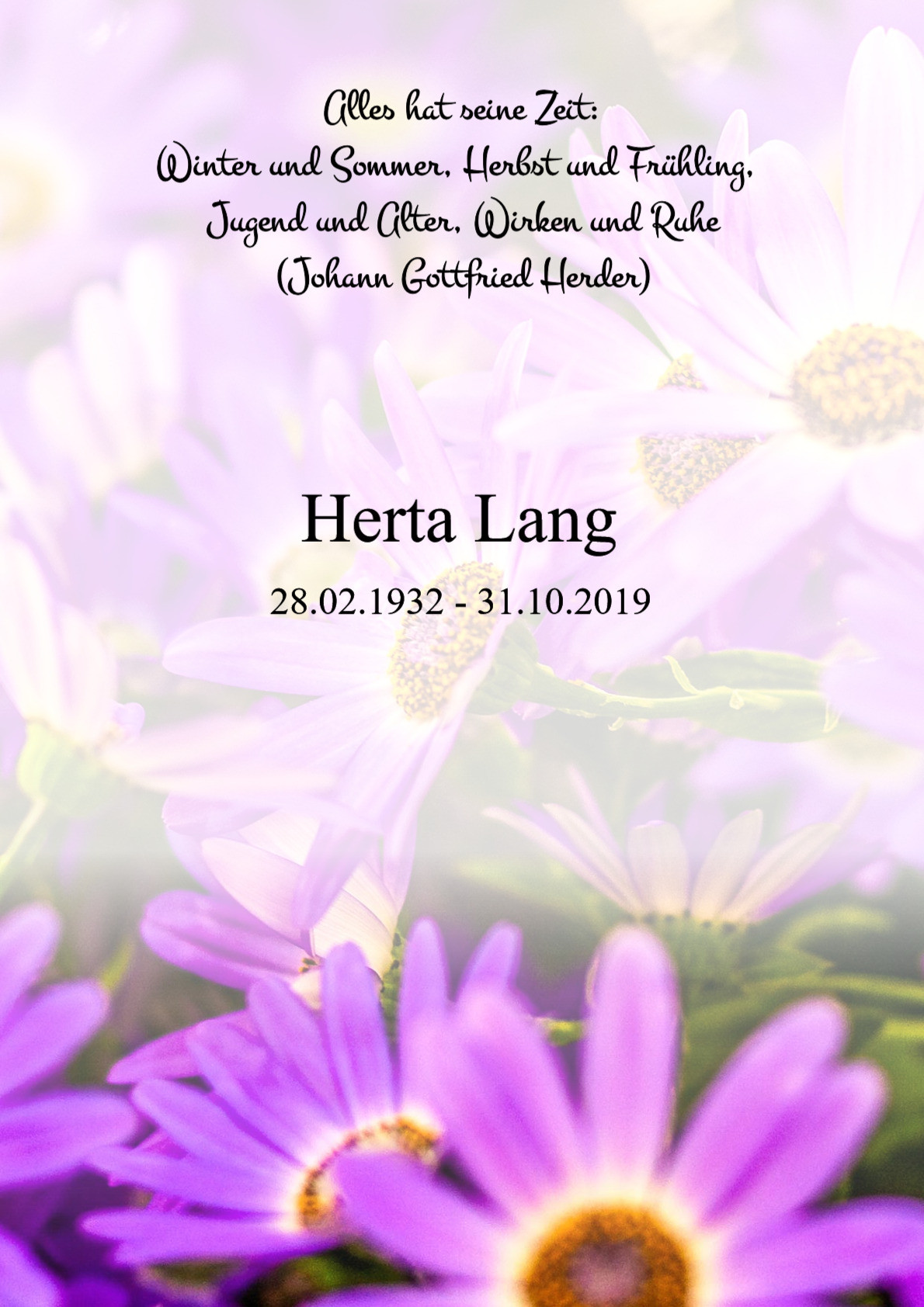Traueranzeige von Herta Lang