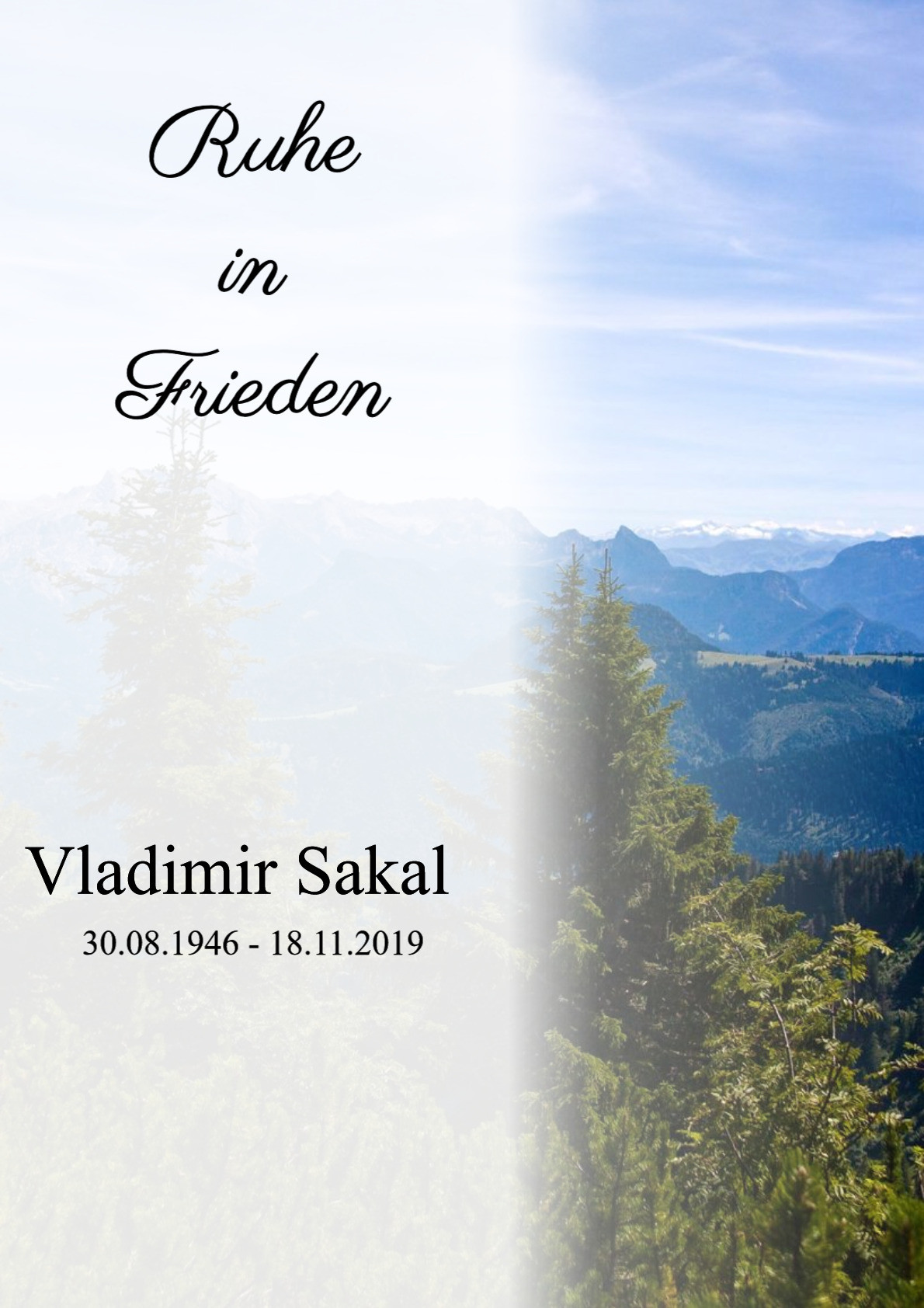 Traueranzeige von Vladimir Sakal