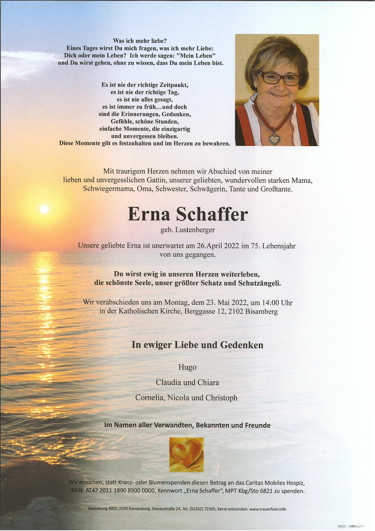 Traueranzeige von Erna Schaffer