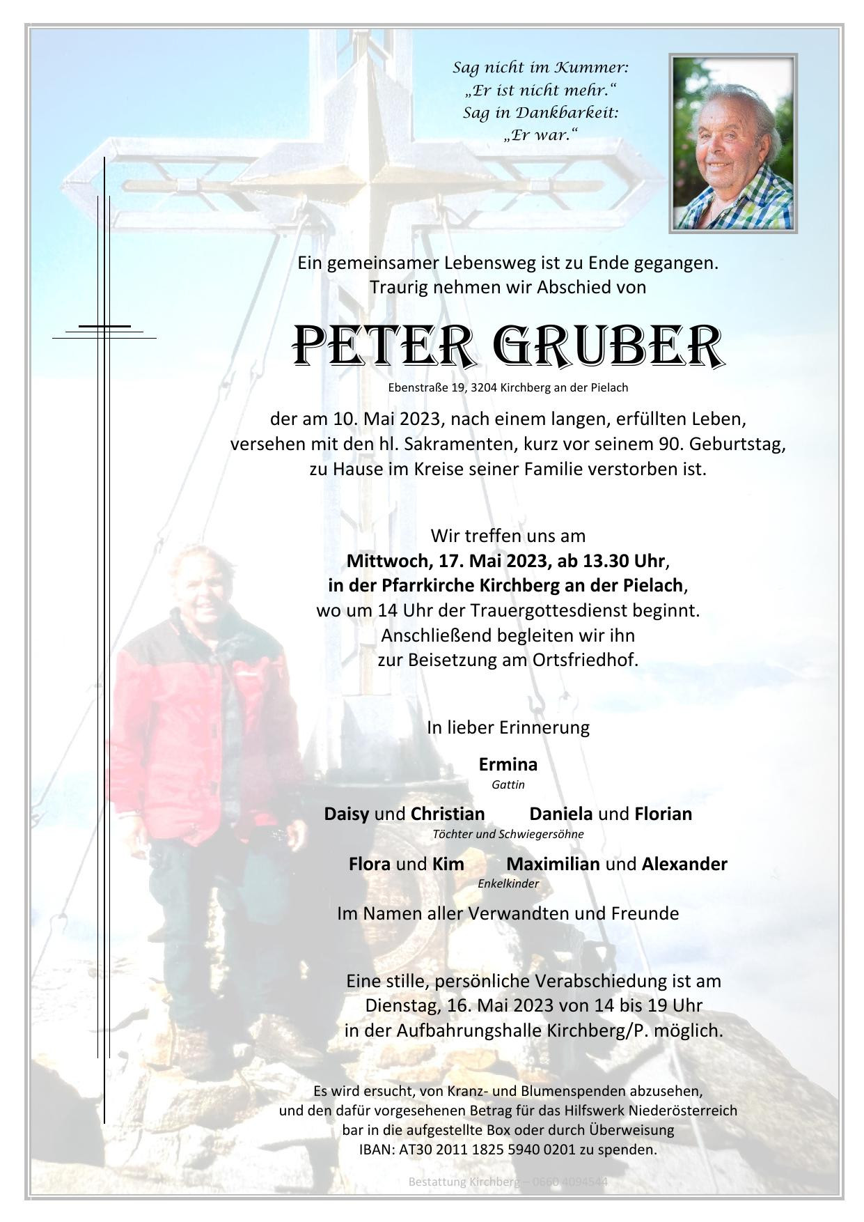 Traueranzeige von Peter Gruber
