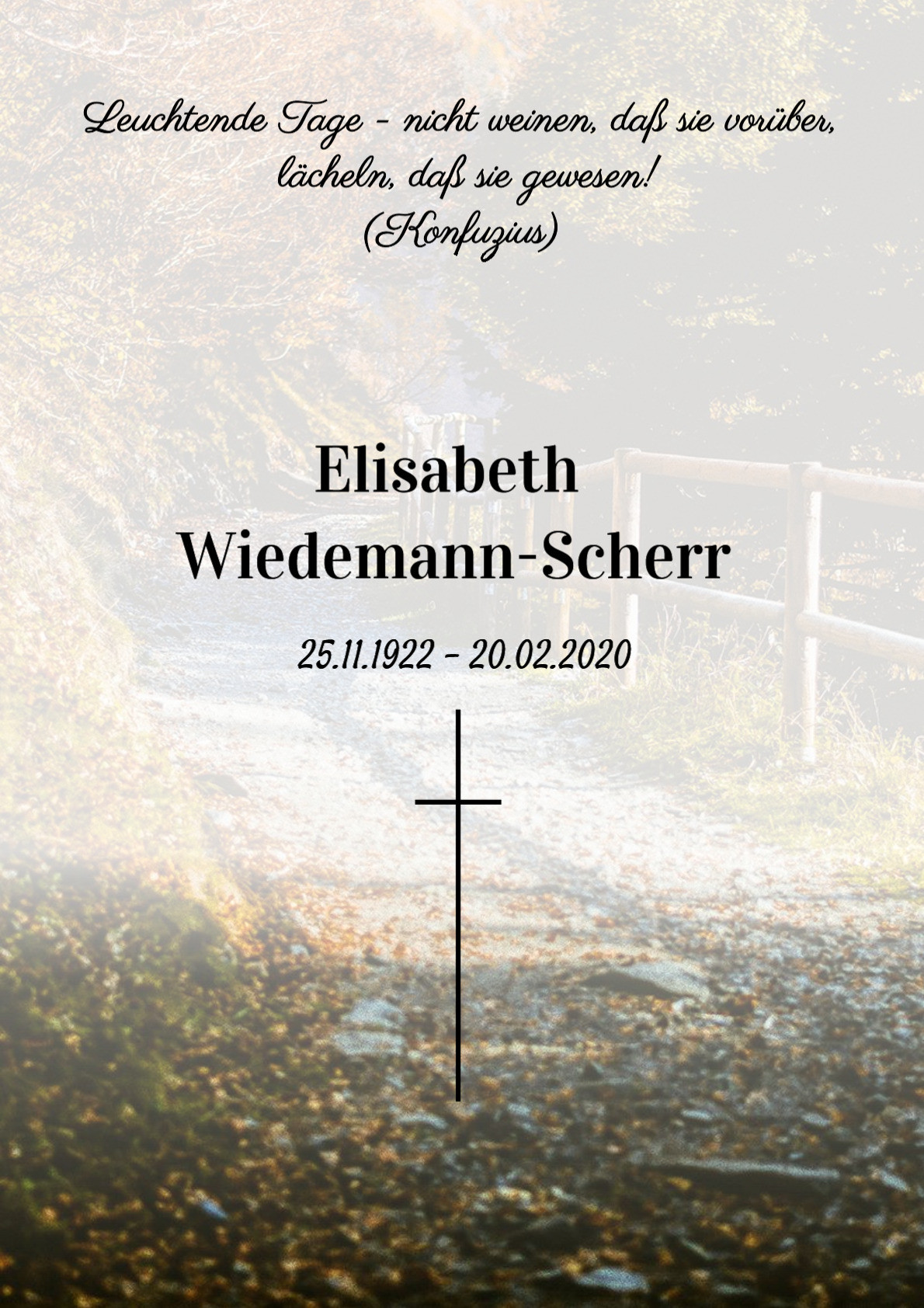 Traueranzeige von Elisabeth Wiedemann-Scherr
