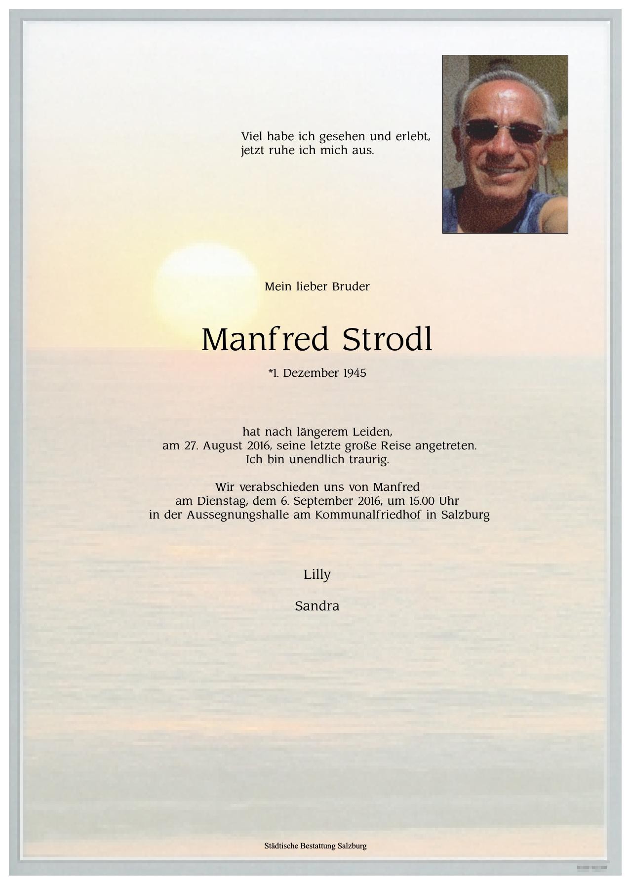 Traueranzeige von Manfred Strodl