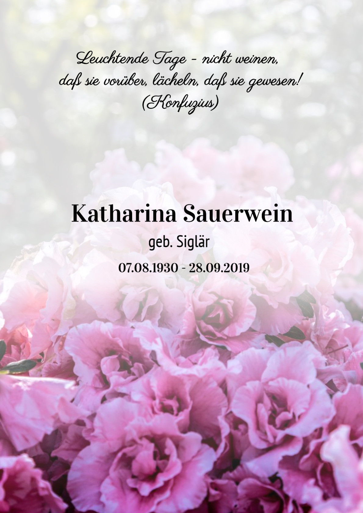 Traueranzeige von Katharina Sauerwein