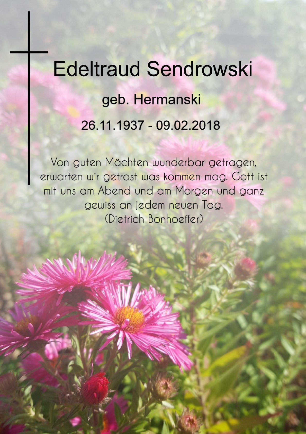 Traueranzeige von Edeltraud Sendrowski