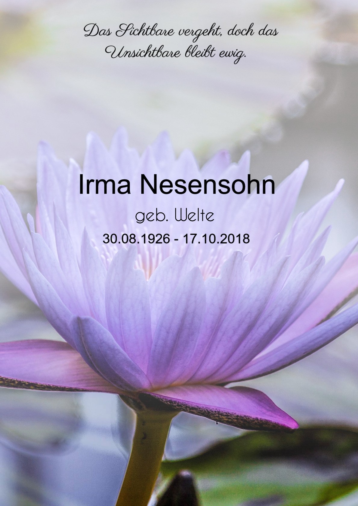 Traueranzeige von Irma Nesensohn