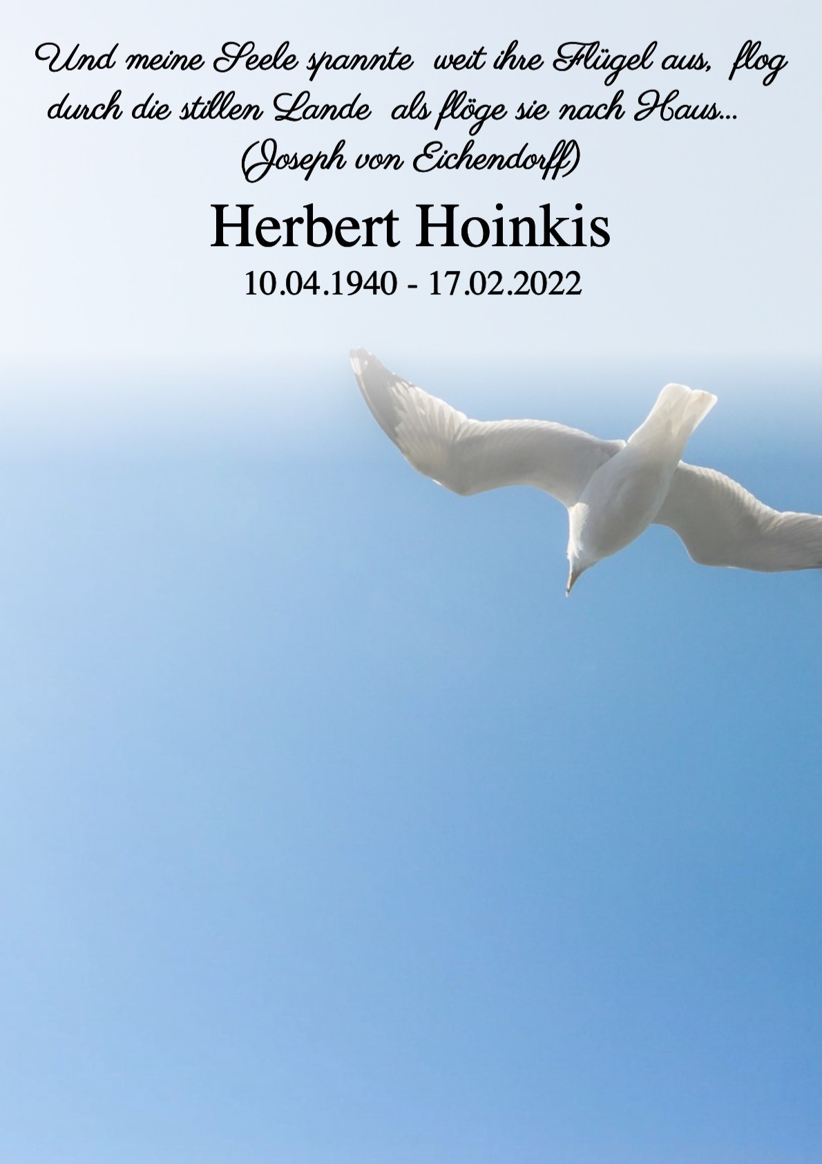 Traueranzeige von Herbert Hoinkis