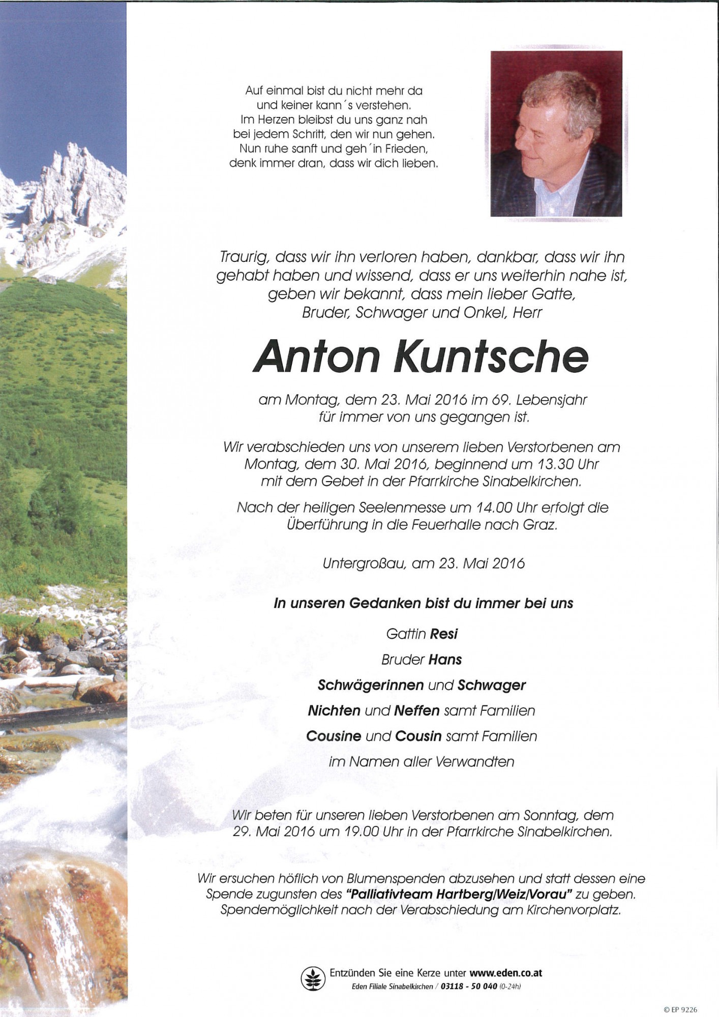 Traueranzeige von Anton Kuntsche