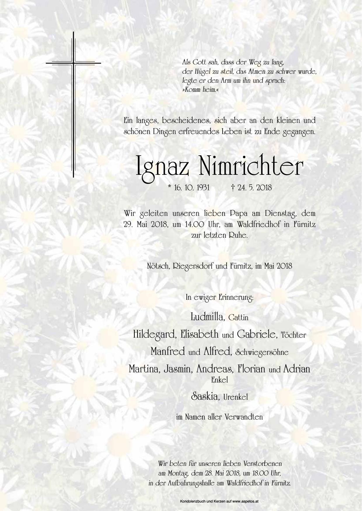 Traueranzeige von Ignaz Nimrichter