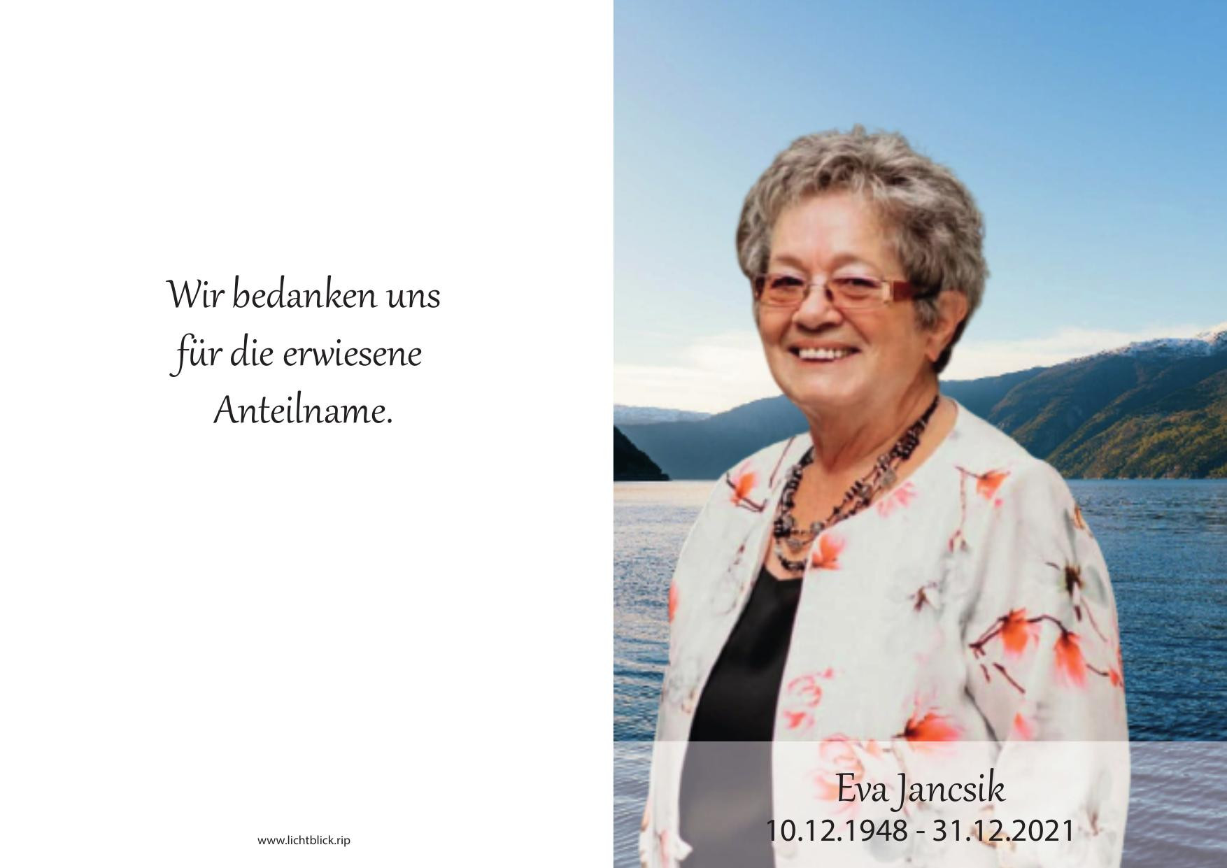 Traueranzeige von Eva Jancsik