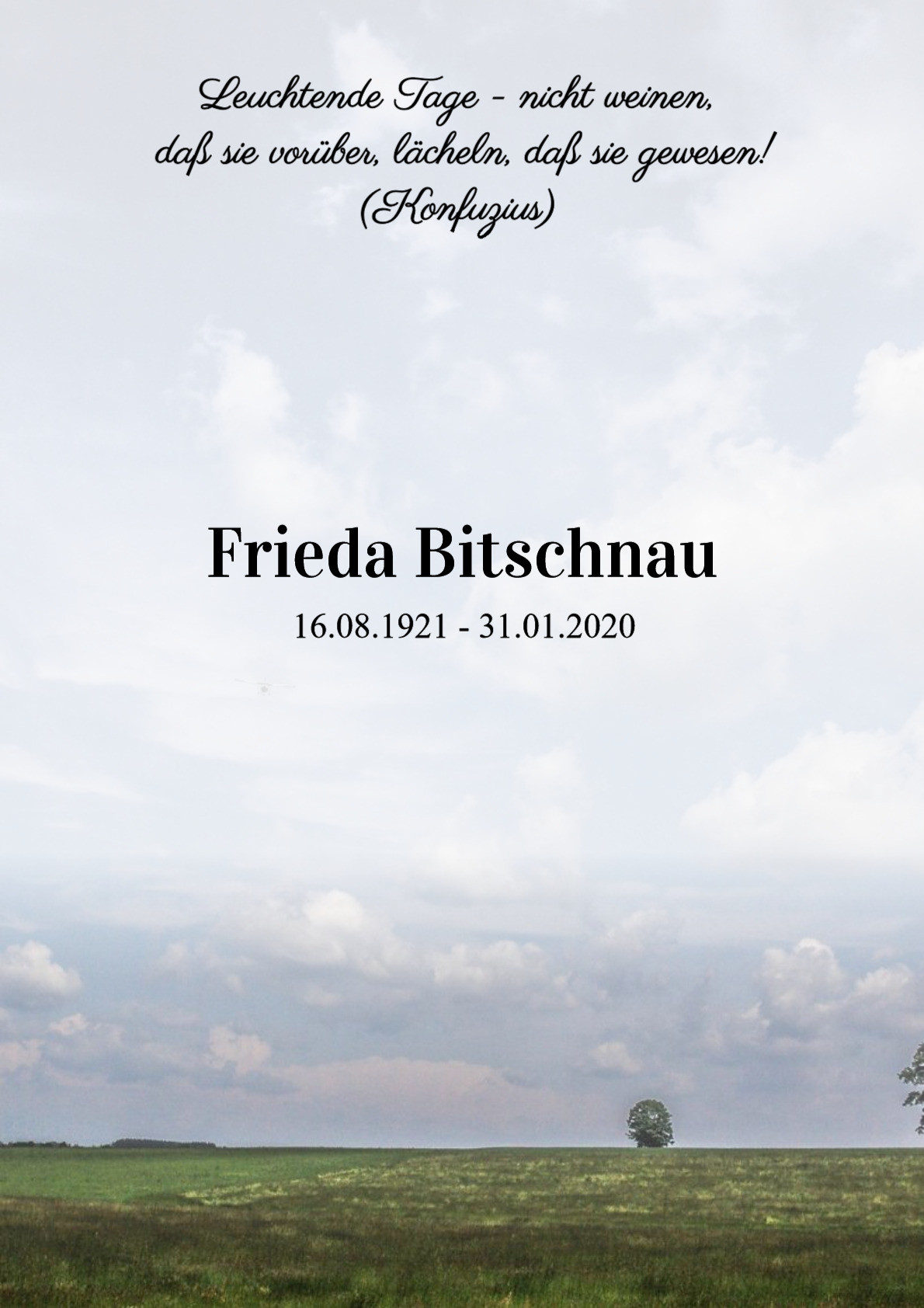Traueranzeige von Frieda Bitschnau