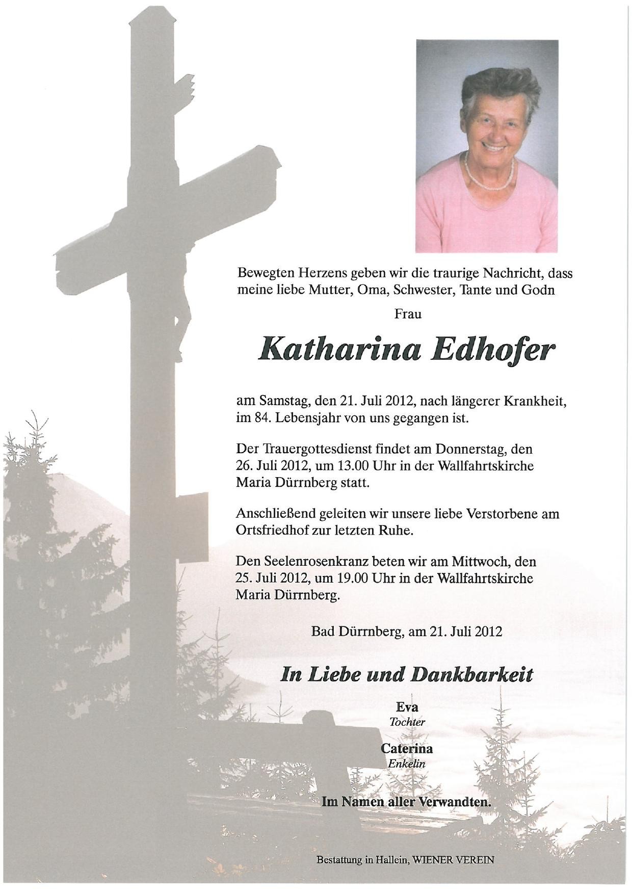 Traueranzeige von Katharina Edhofer