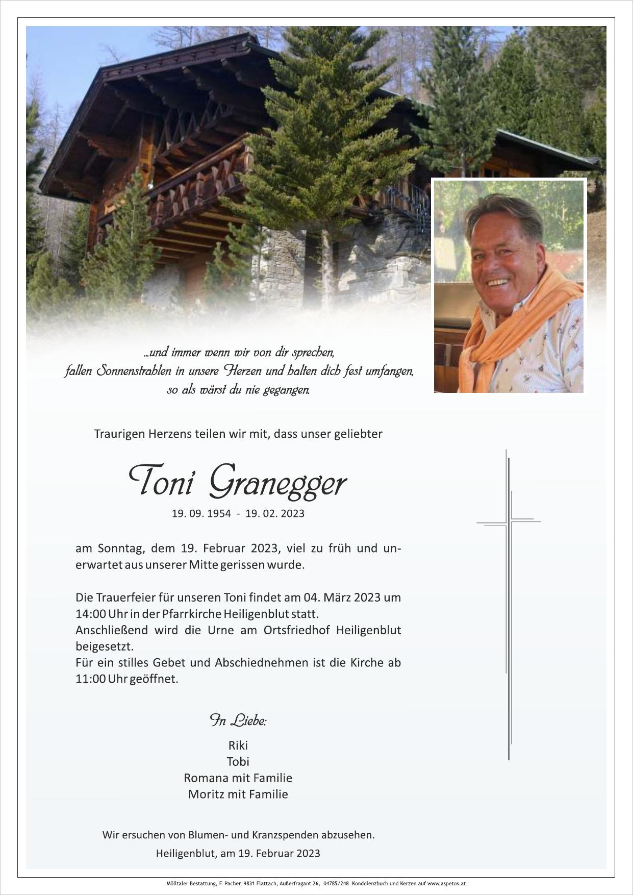 Traueranzeige von Anton Granegger