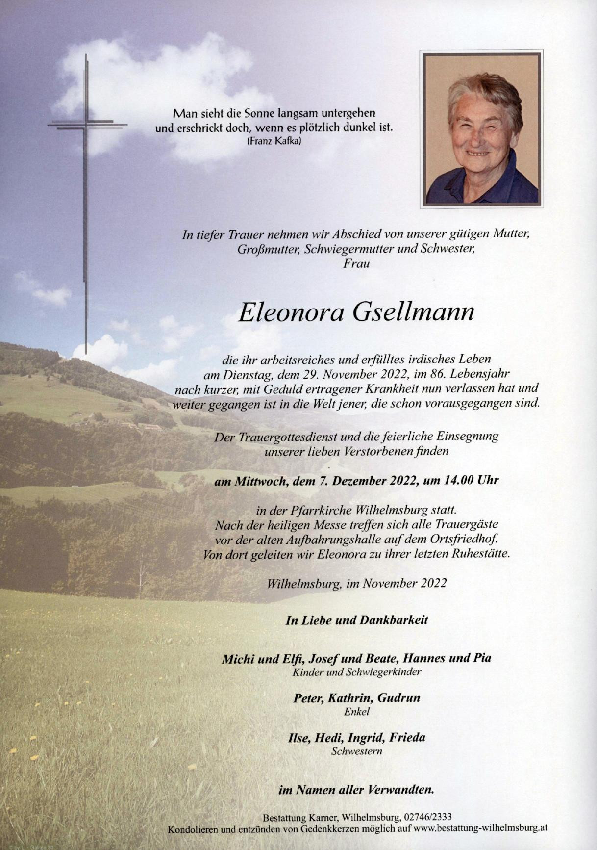 Traueranzeige von Eleonora Gsellmann