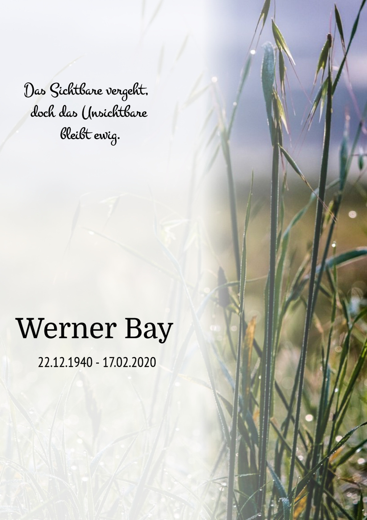 Traueranzeige von Werner Bay