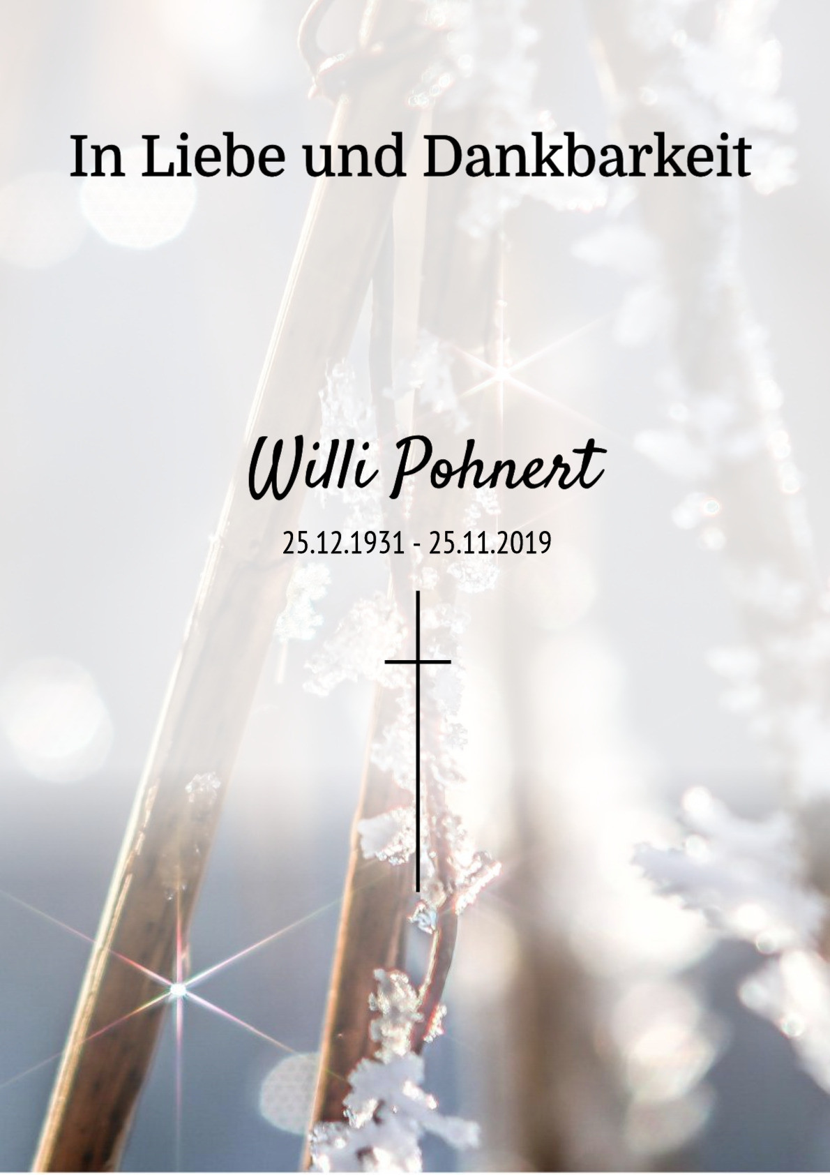 Traueranzeige von Willi Pohnert